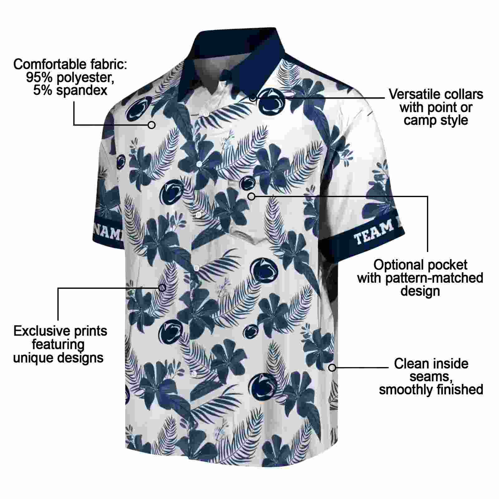 customized penn state nittany lions botanical print white hawaiian shirt new arrival