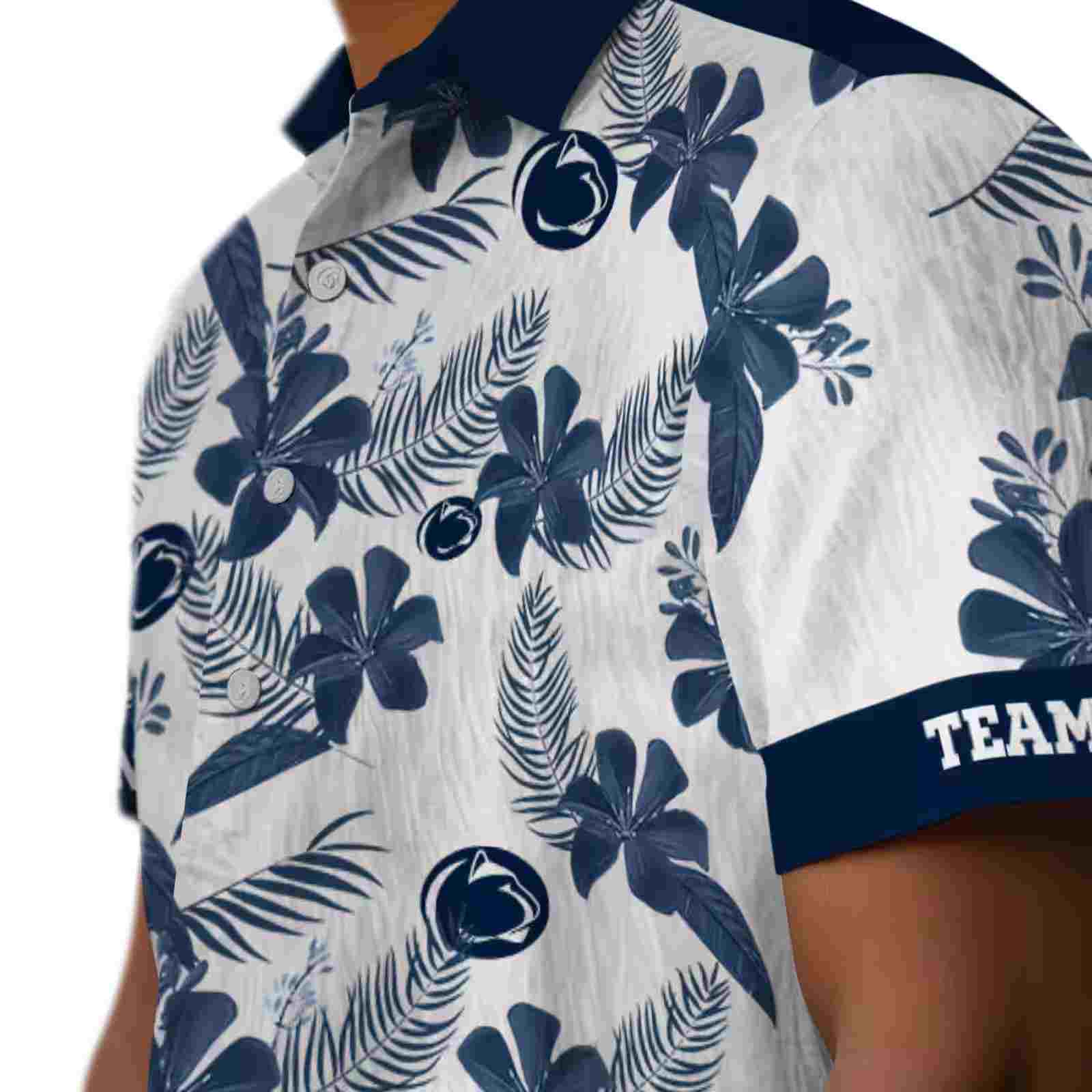 customized penn state nittany lions botanical print white hawaiian shirt trendy