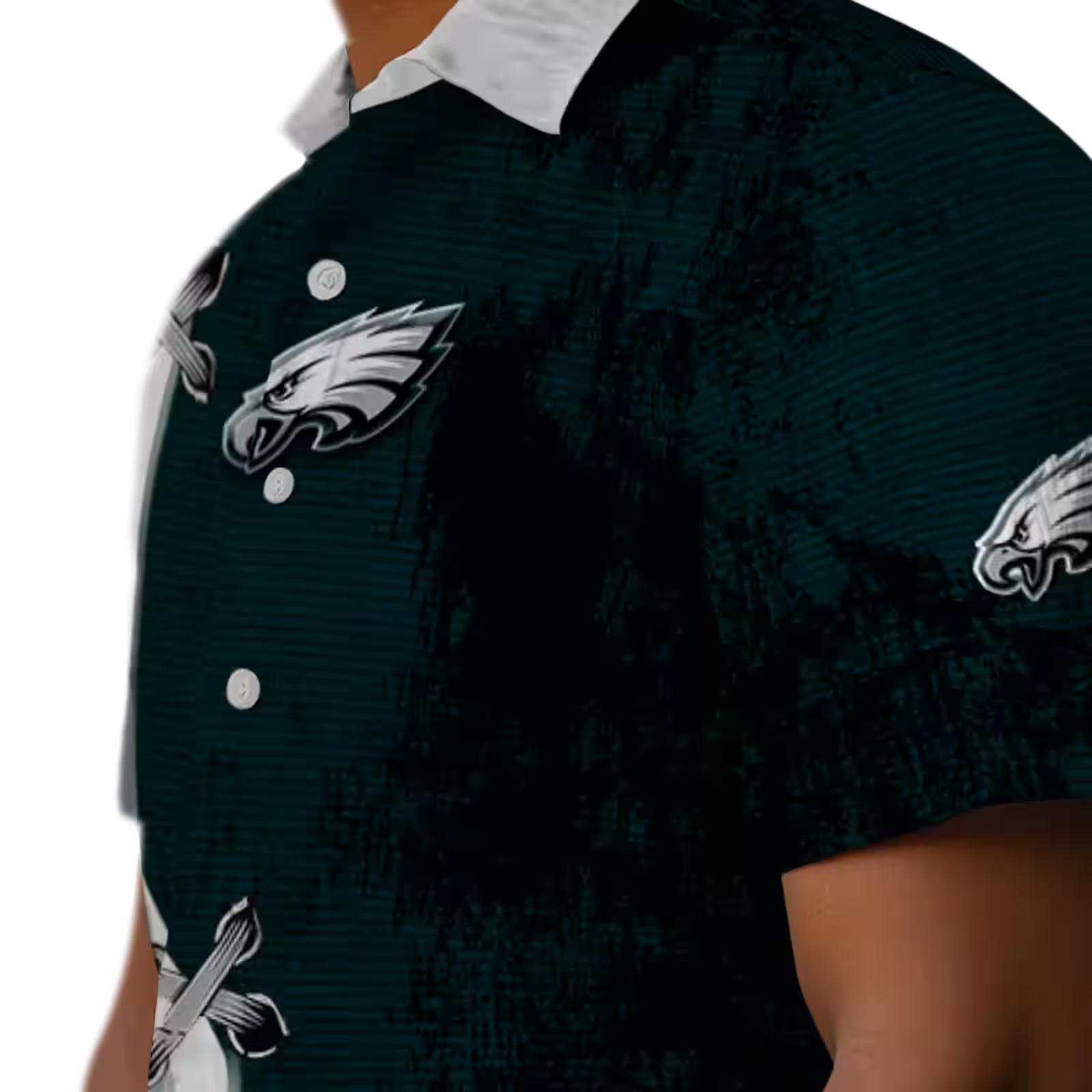 customized philadelphia eagles edgy streaks green white hawaiian shirt trendy