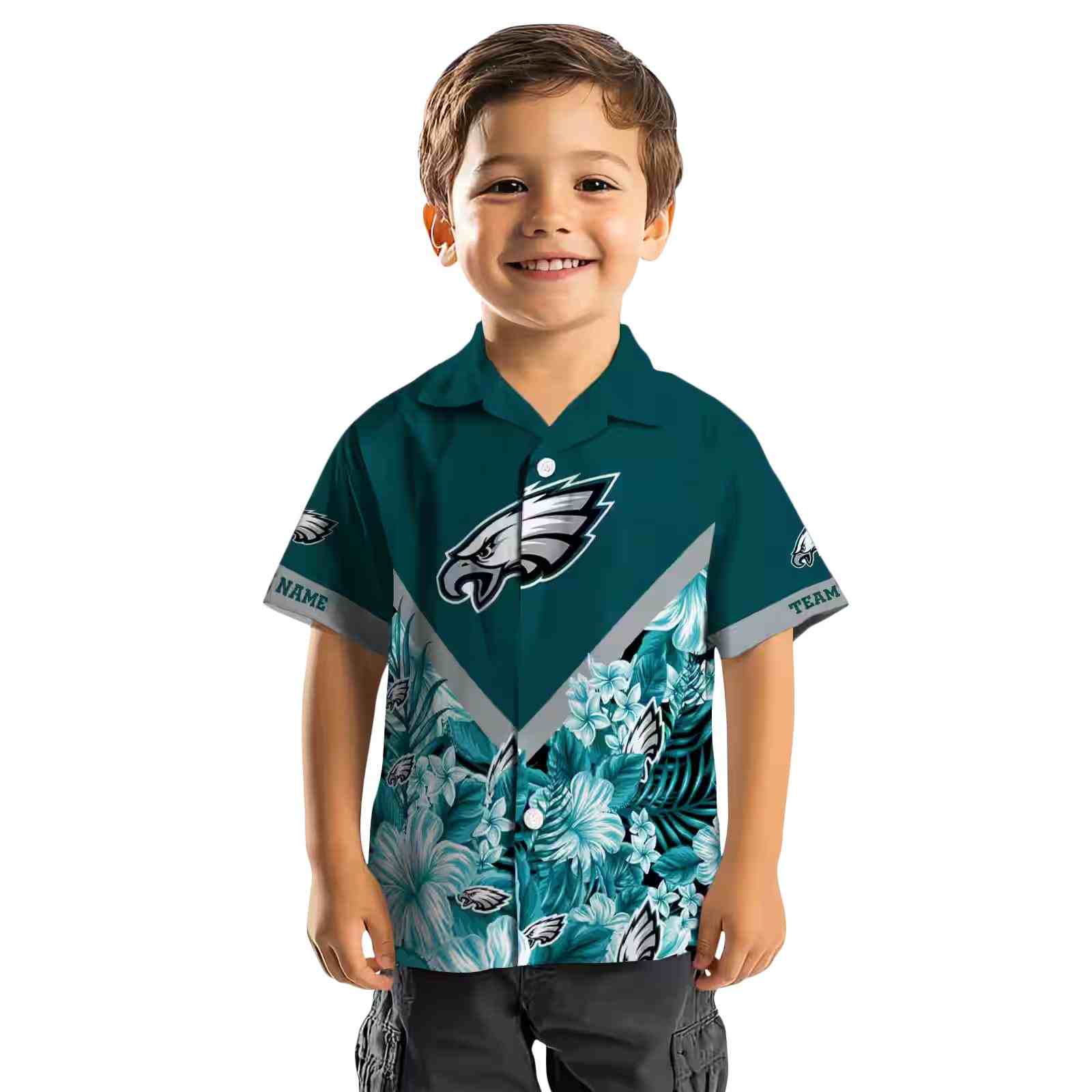 customized philadelphia eagles floral chevron green hawaiian shirt top rated