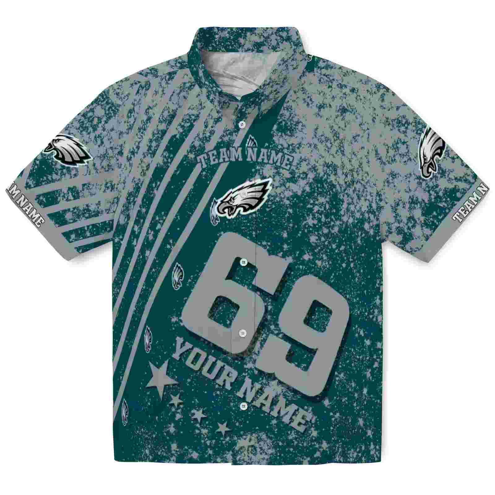 Customized Philadelphia Eagles Star Stripes Green Hawaiian Shirt