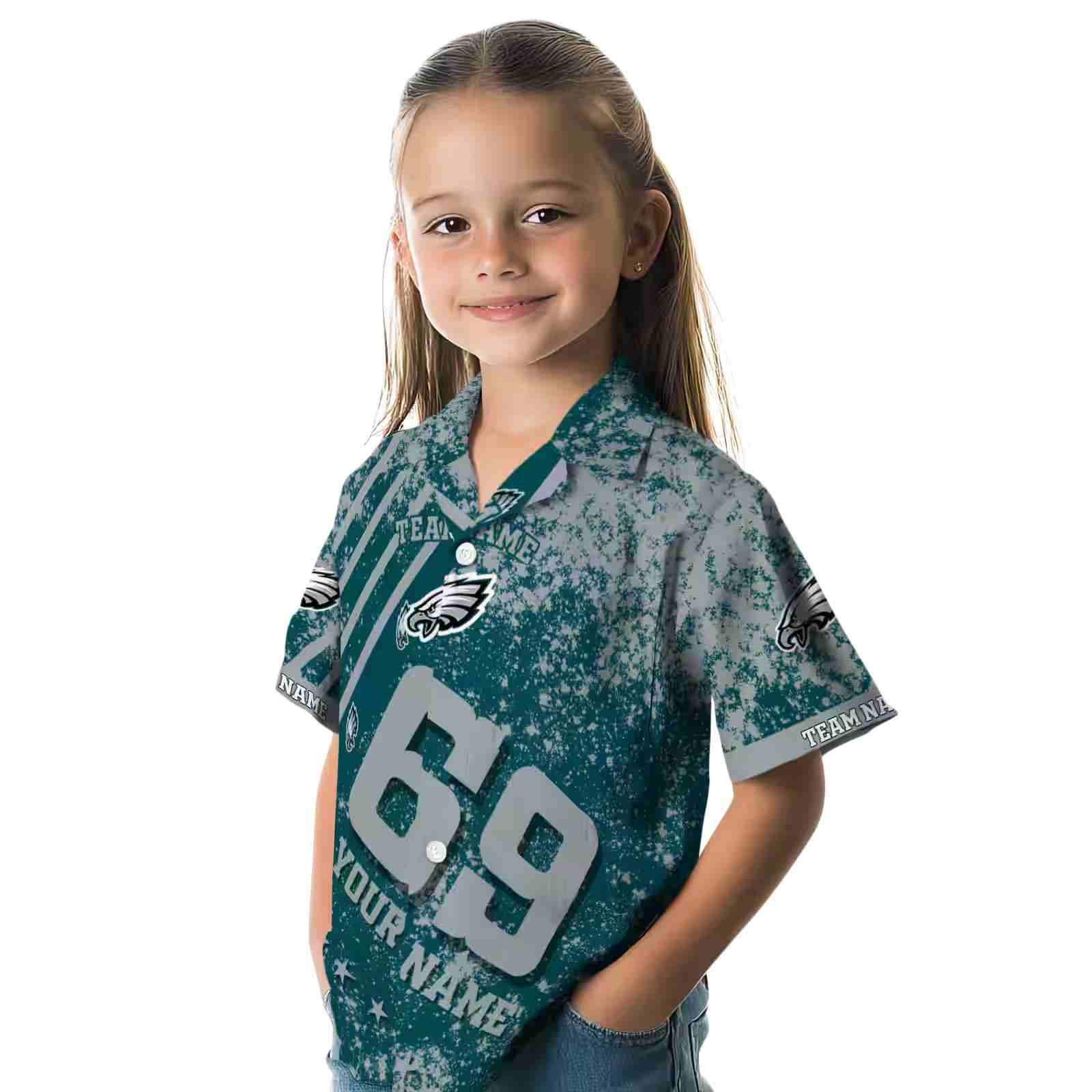 customized philadelphia eagles star stripes green hawaiian shirt premium grade