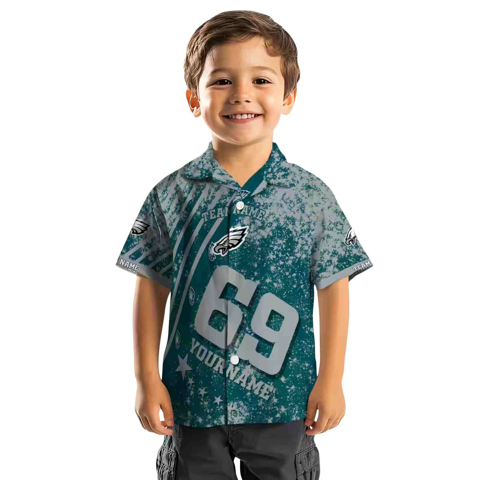 customized philadelphia eagles star stripes green hawaiian shirt top rated