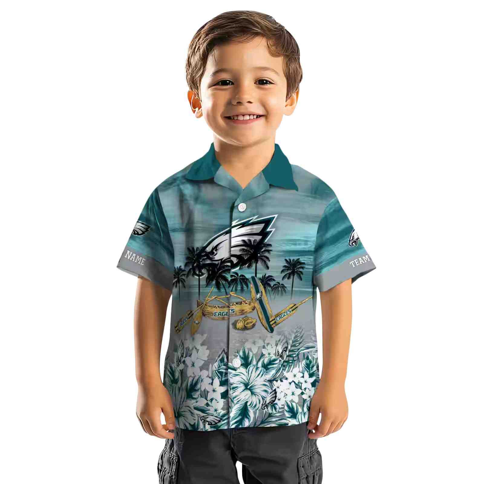 customized philadelphia eagles tropical canoe green hawaiian shirt top rated