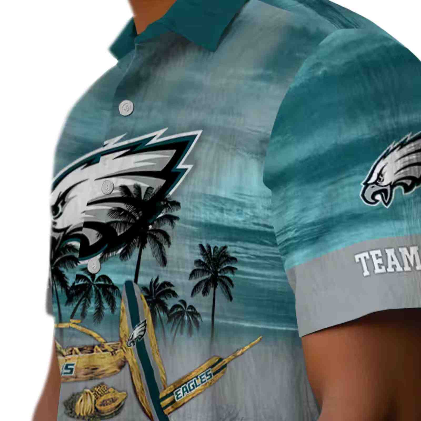 customized philadelphia eagles tropical canoe green hawaiian shirt trendy