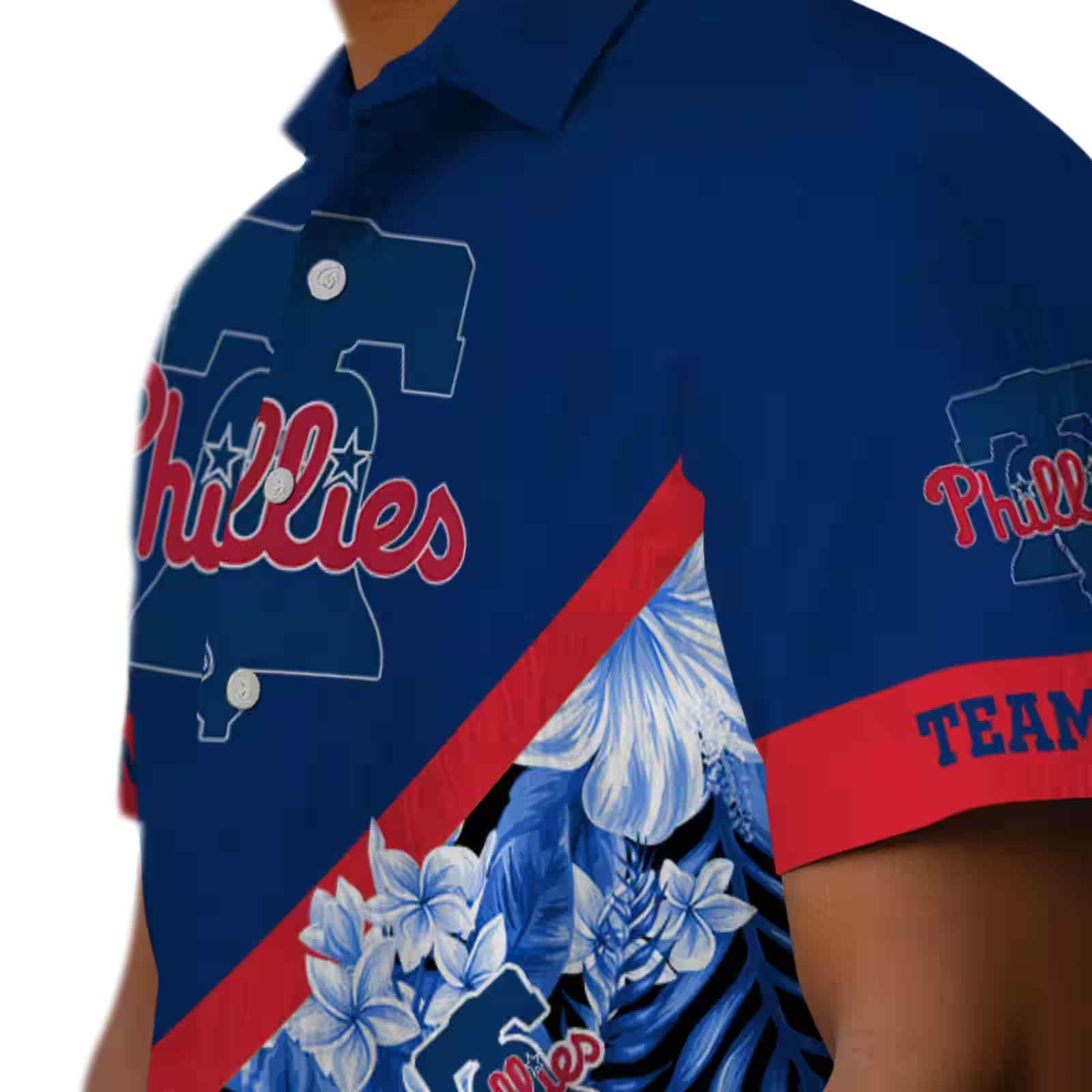 customized philadelphia phillies floral chevron blue hawaiian shirt trendy