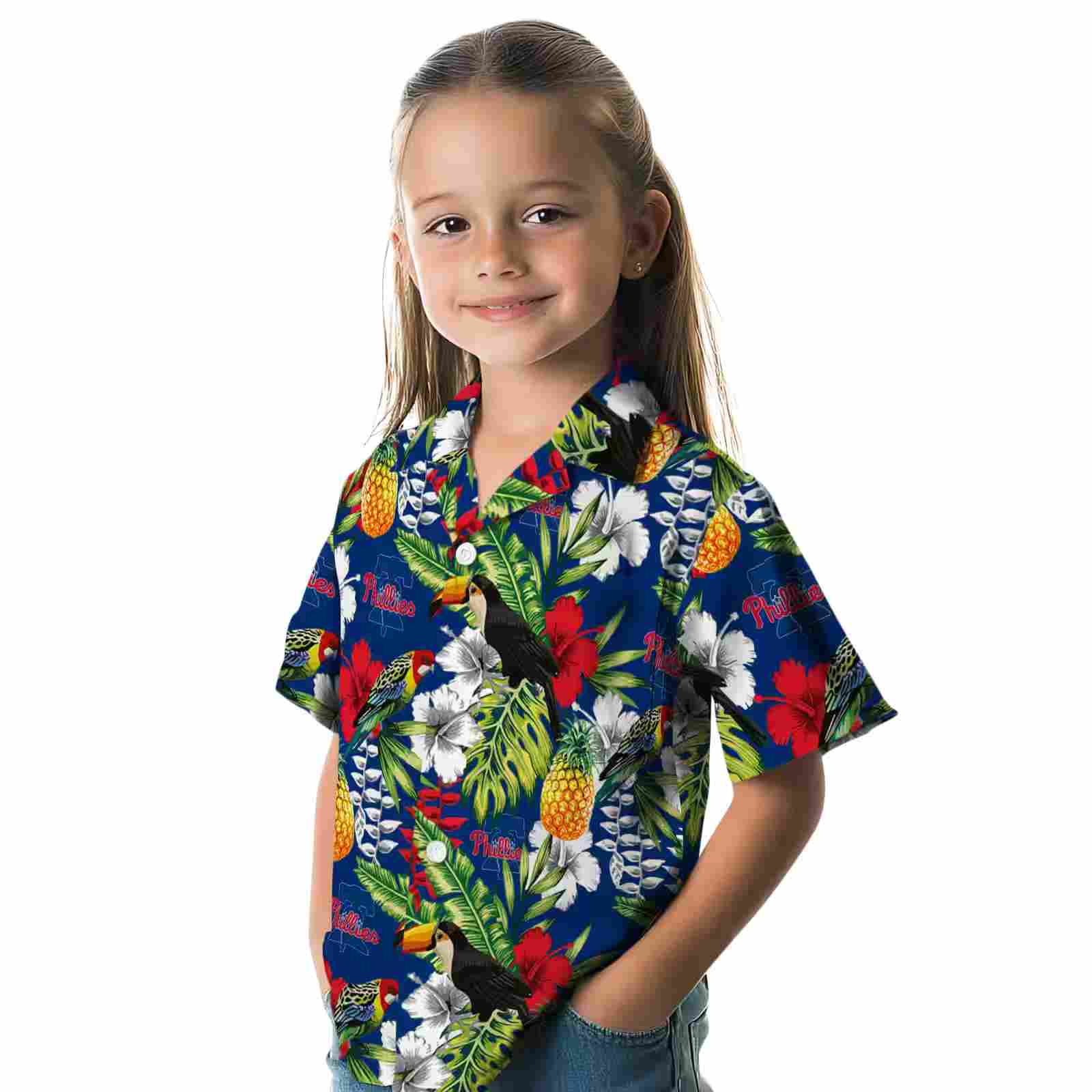 customized philadelphia phillies tropical toucan blue green hawaiian shirt premium grade