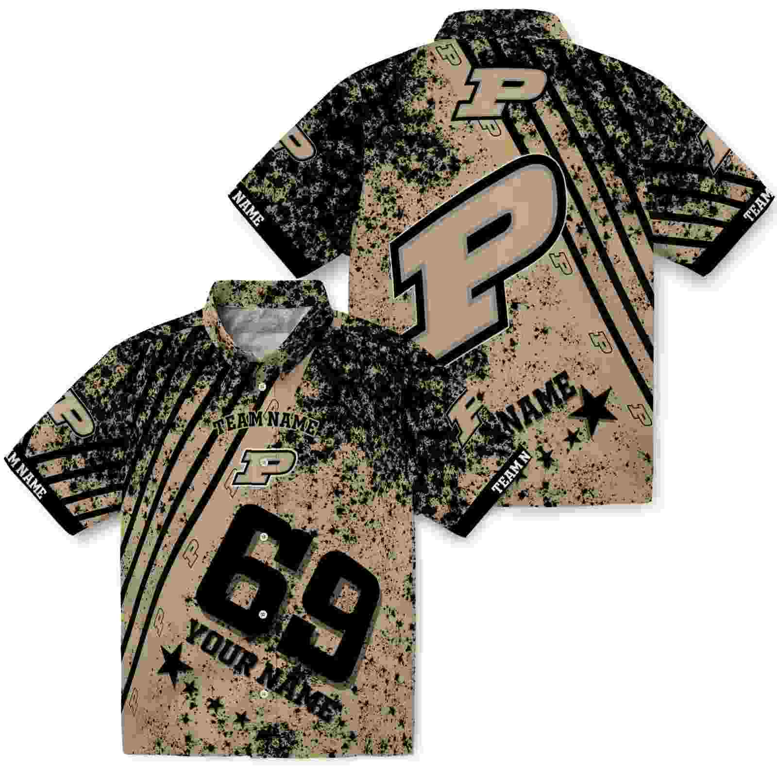 customized purdue boilermakers star stripes gold hawaiian shirt high quality