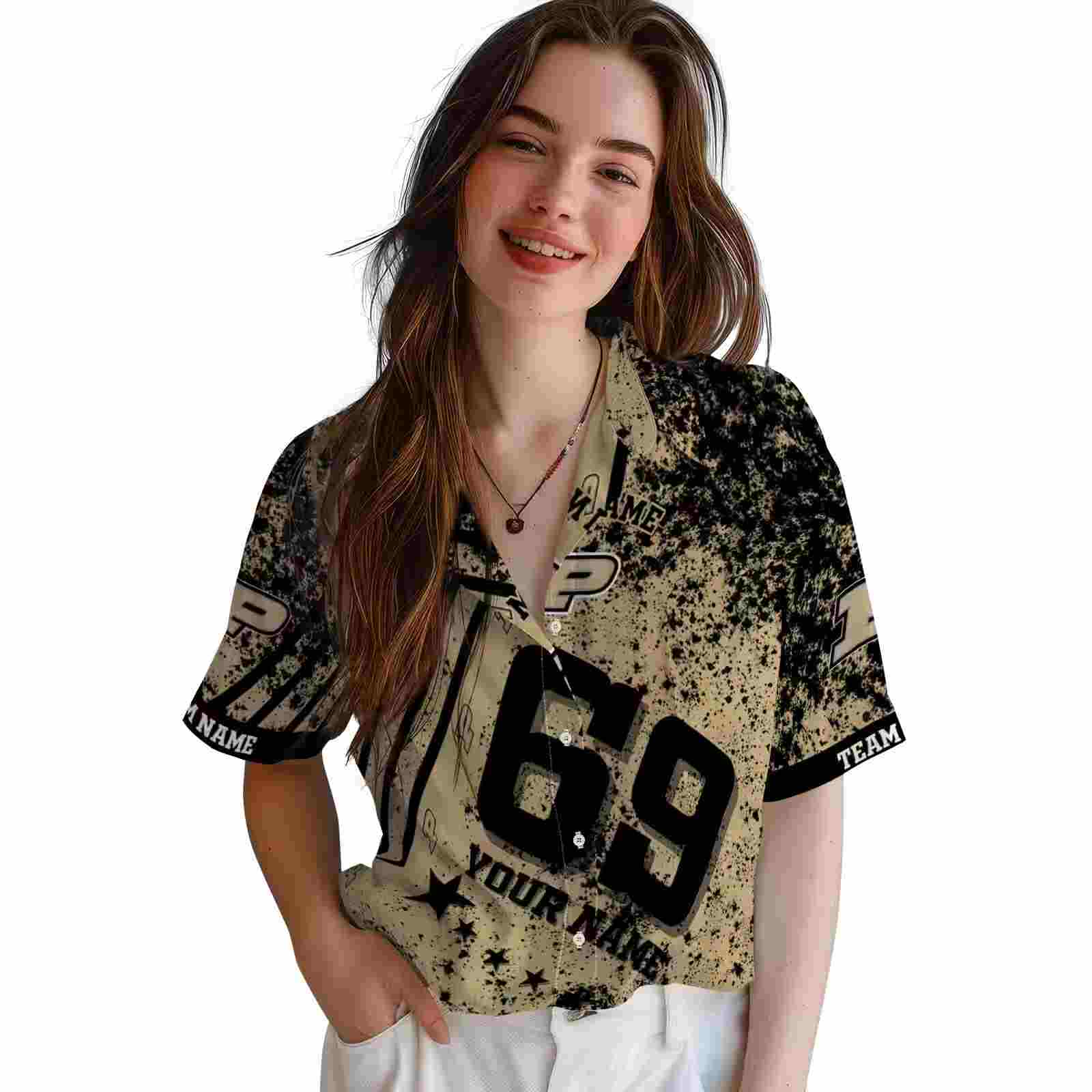 customized purdue boilermakers star stripes gold hawaiian shirt latest model