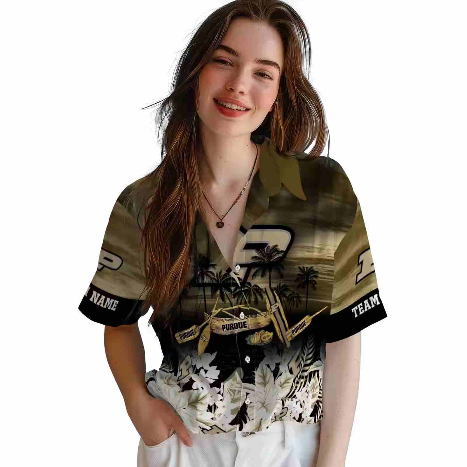 customized purdue boilermakers tropical canoe gold hawaiian shirt latest model