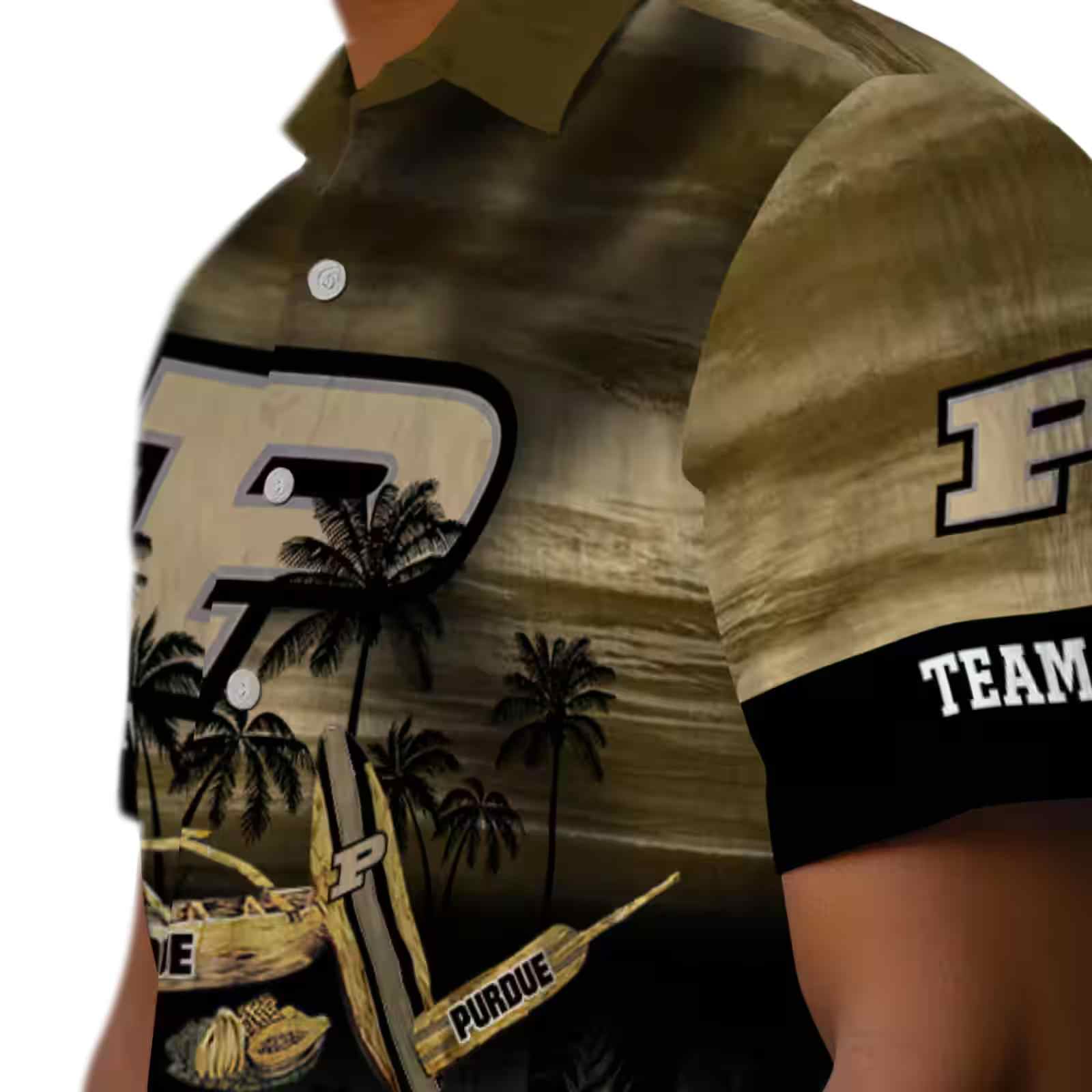 customized purdue boilermakers tropical canoe gold hawaiian shirt trendy