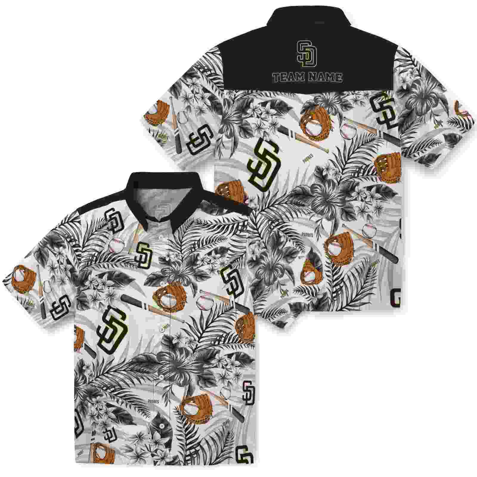 customized san diego padres floral baseball brown white hawaiian shirt high quality