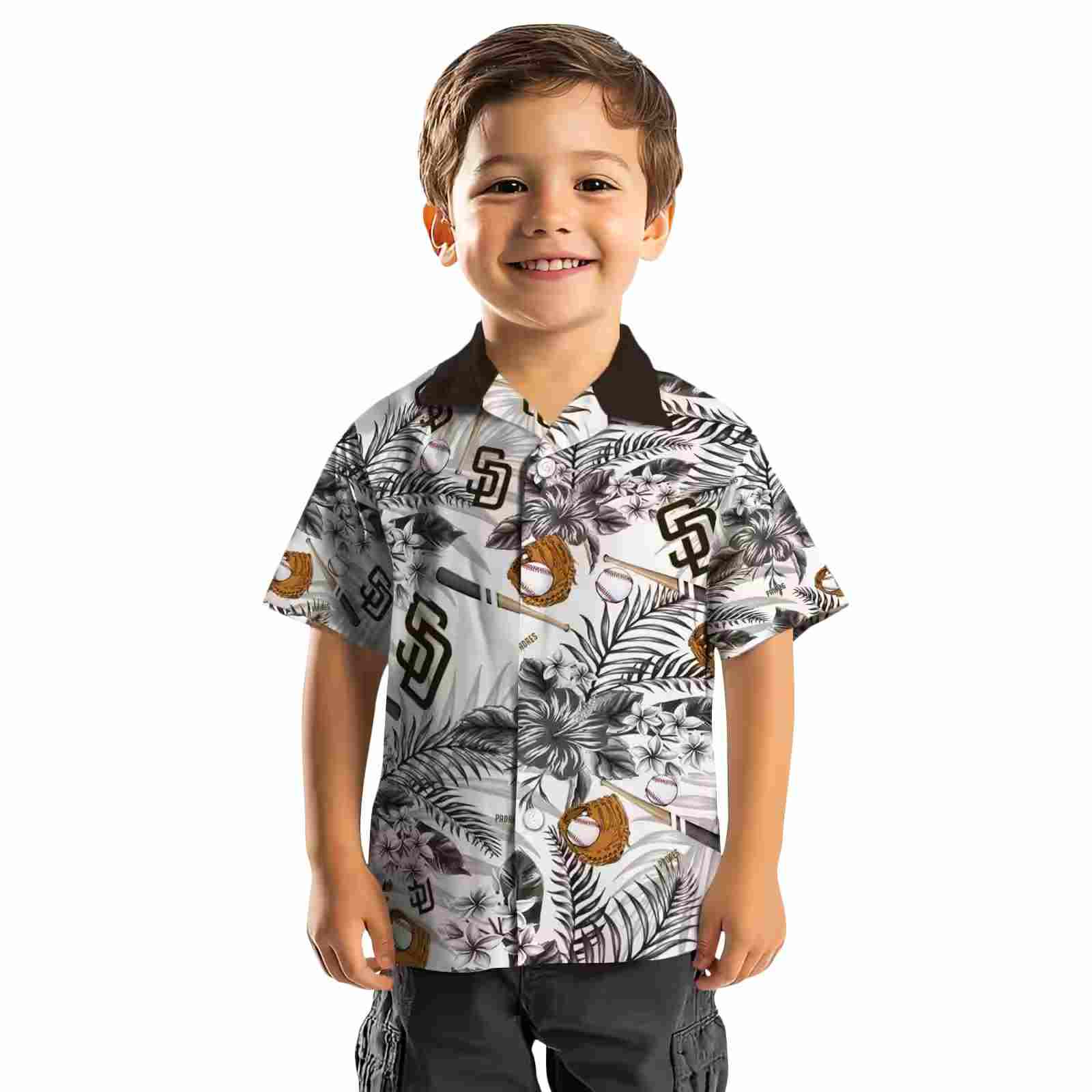 customized san diego padres floral baseball brown white hawaiian shirt top rated