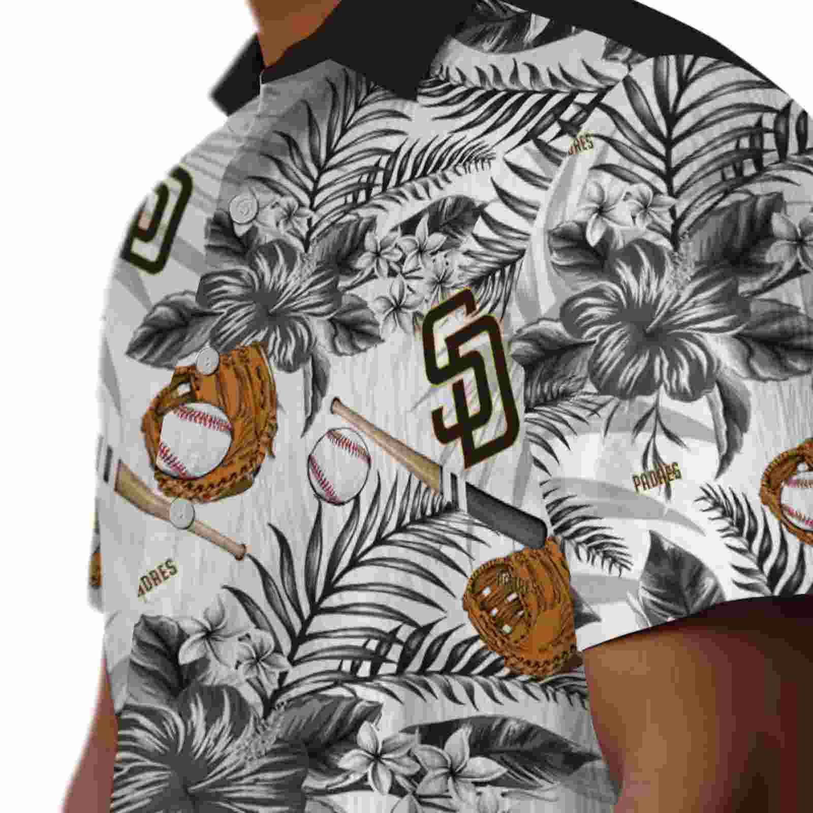 customized san diego padres floral baseball brown white hawaiian shirt trendy