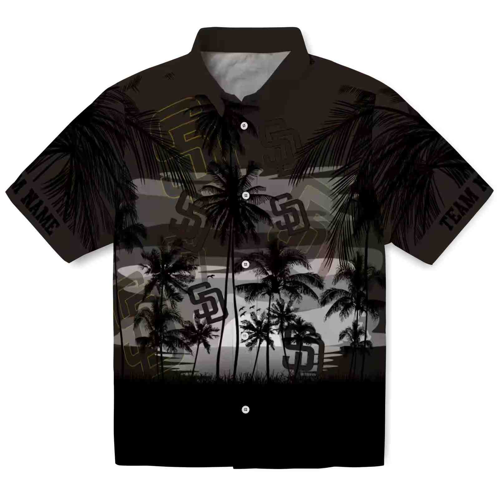 Customized San Diego Padres Sunset Scene Brown Black Hawaiian Shirt