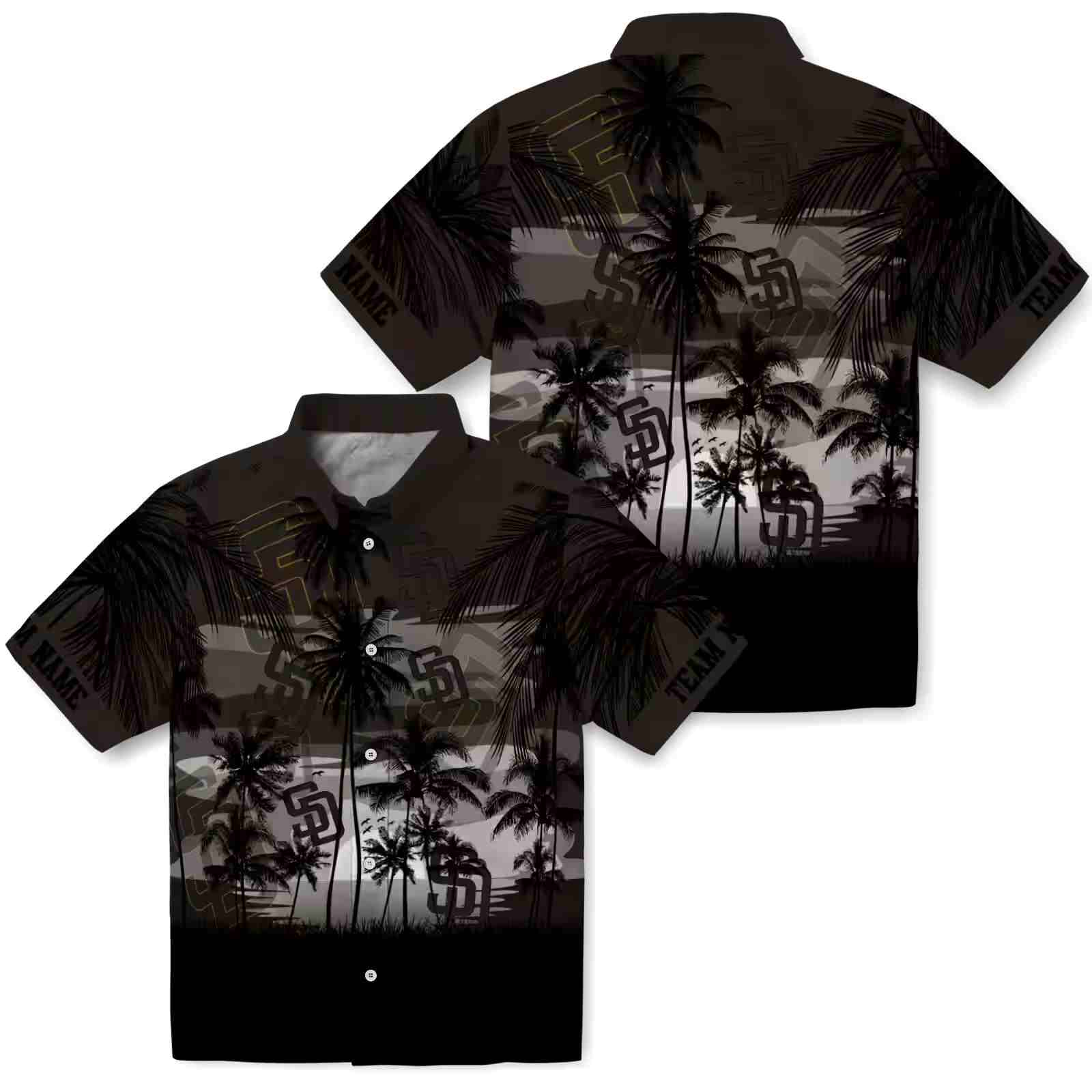 customized san diego padres sunset scene brown black hawaiian shirt high quality