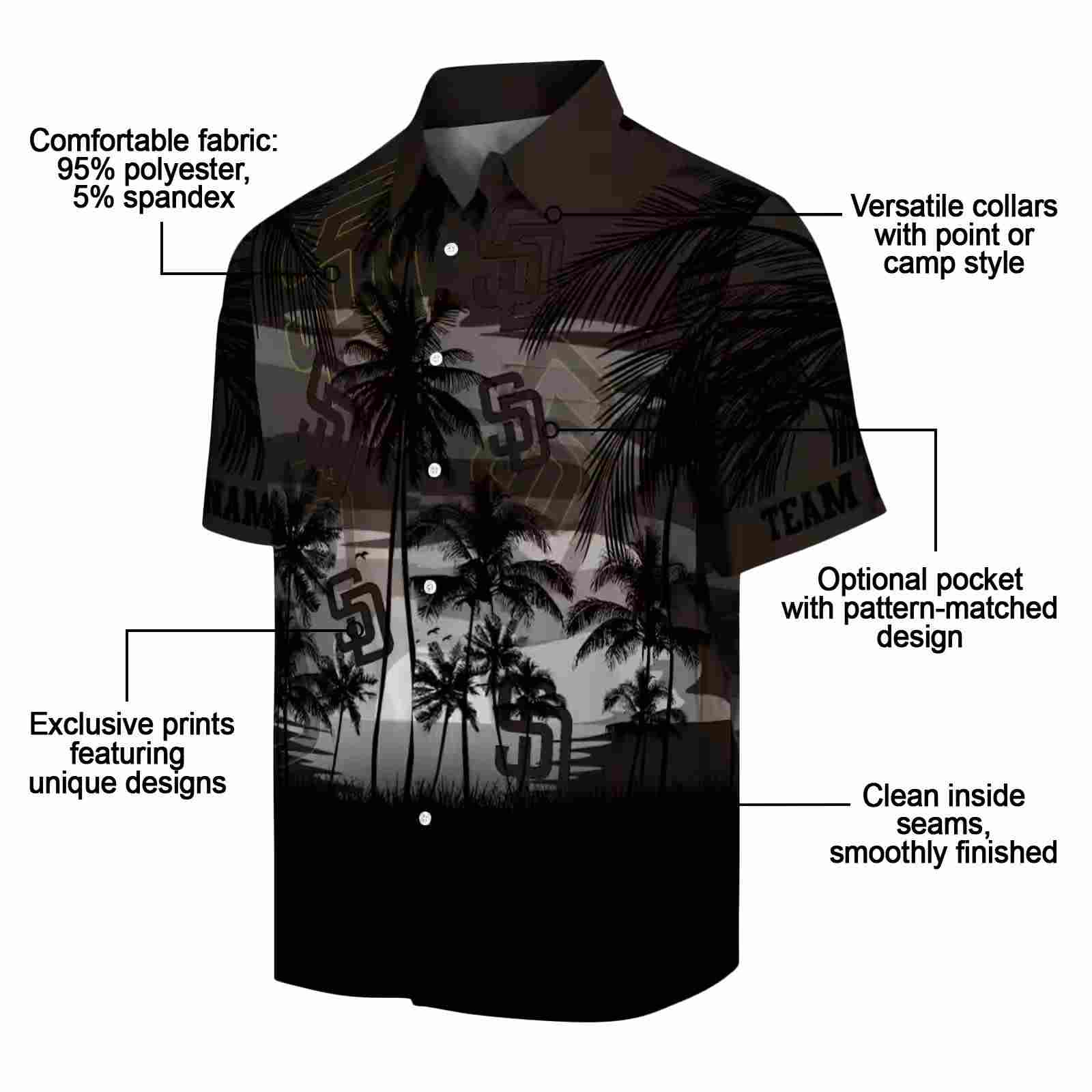 customized san diego padres sunset scene brown black hawaiian shirt new arrival