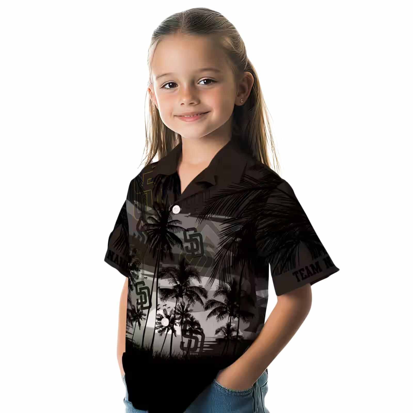 customized san diego padres sunset scene brown black hawaiian shirt premium grade