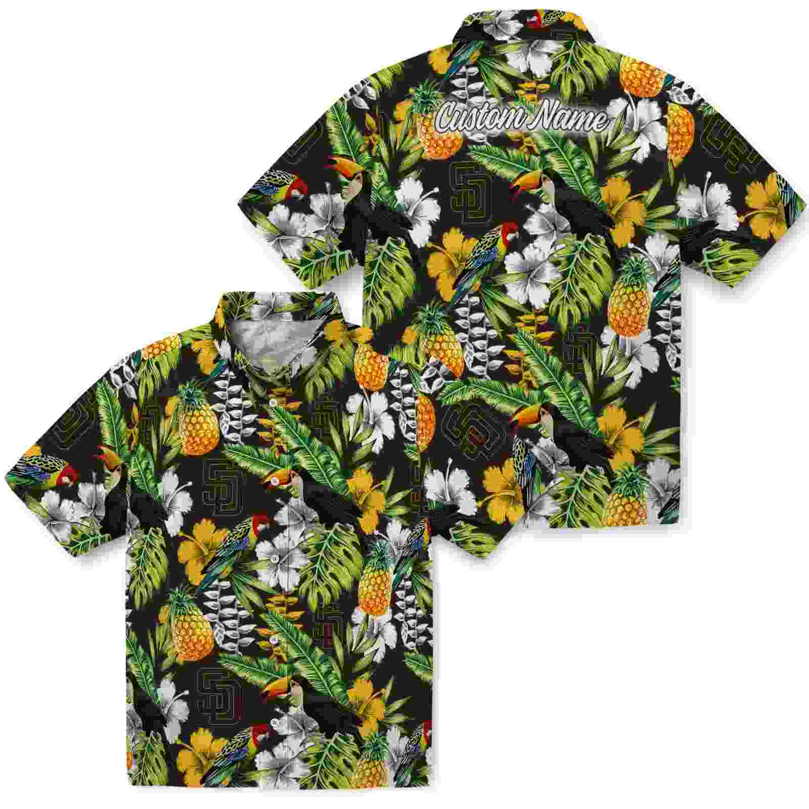 customized san diego padres tropical toucan brown green hawaiian shirt high quality