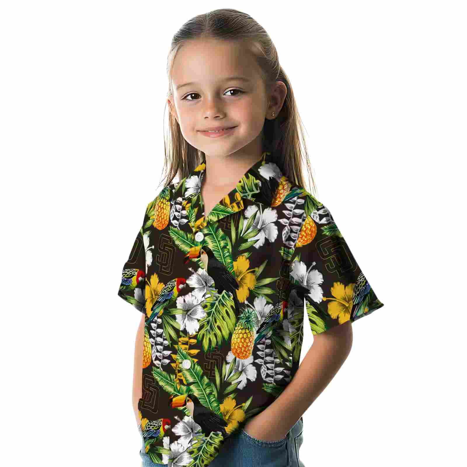 customized san diego padres tropical toucan brown green hawaiian shirt premium grade