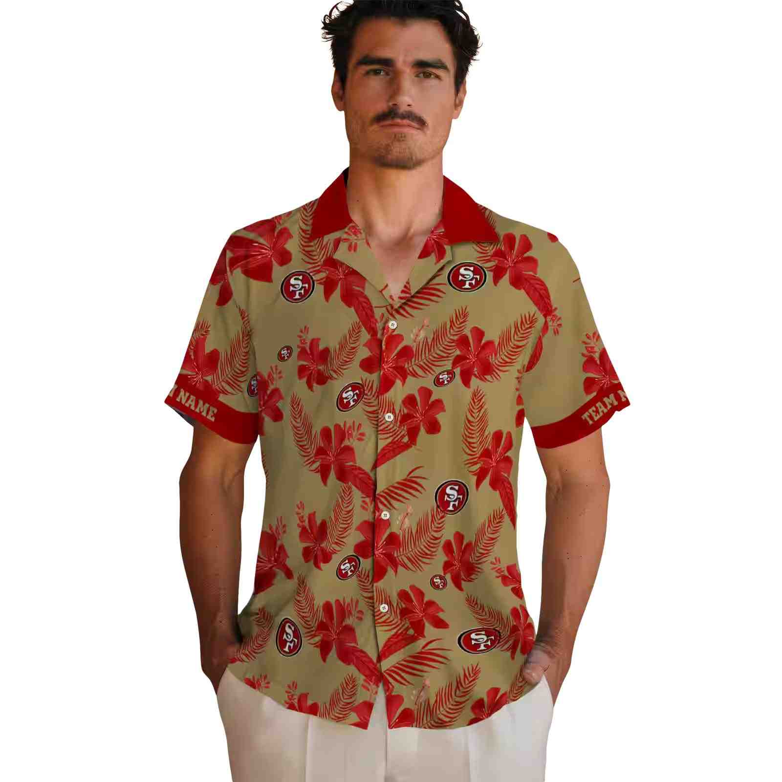 customized san francisco 49ers botanical print gold hawaiian shirt fashion forward