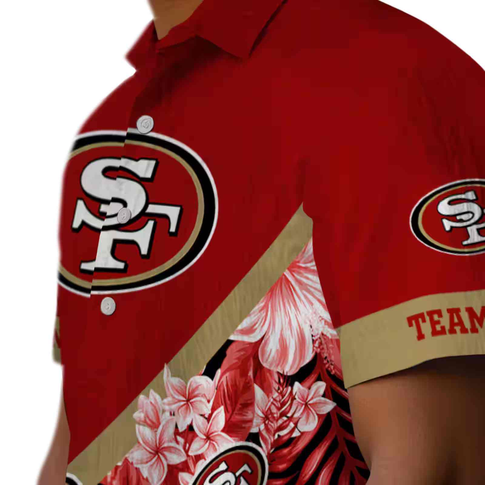 customized san francisco 49ers floral chevron red hawaiian shirt trendy