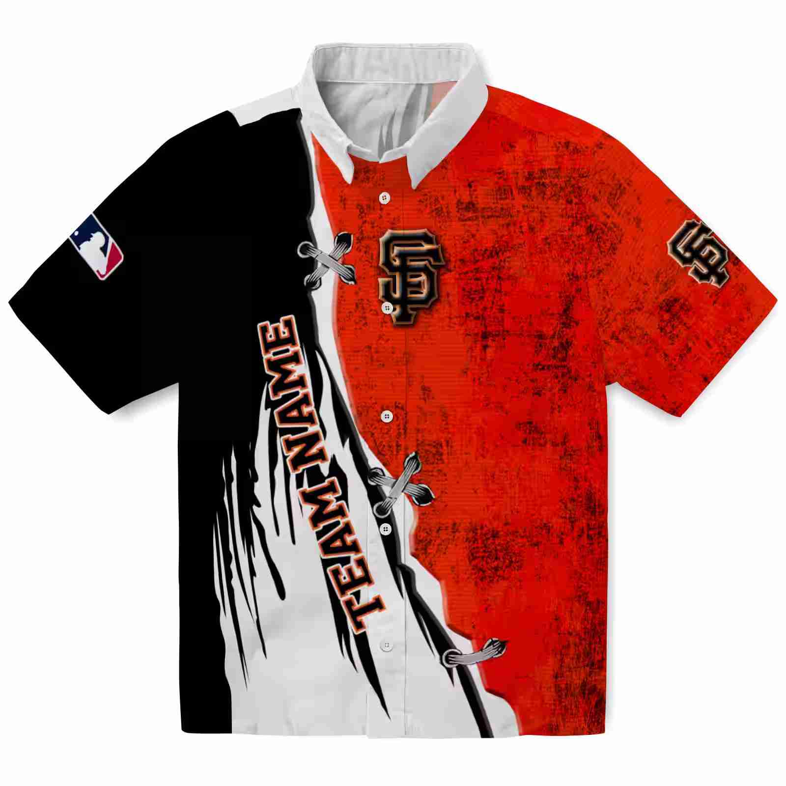 Customized San Francisco Giants Edgy Streaks Orange White Hawaiian Shirt