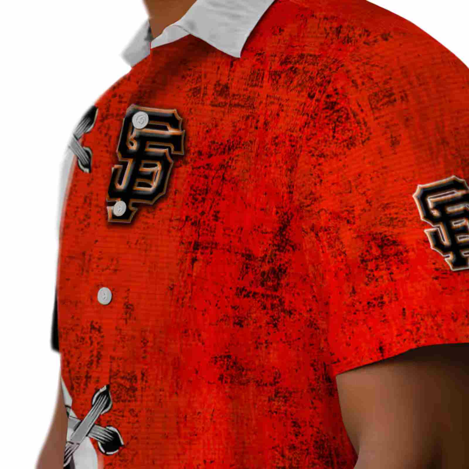 customized san francisco giants edgy streaks orange white hawaiian shirt trendy