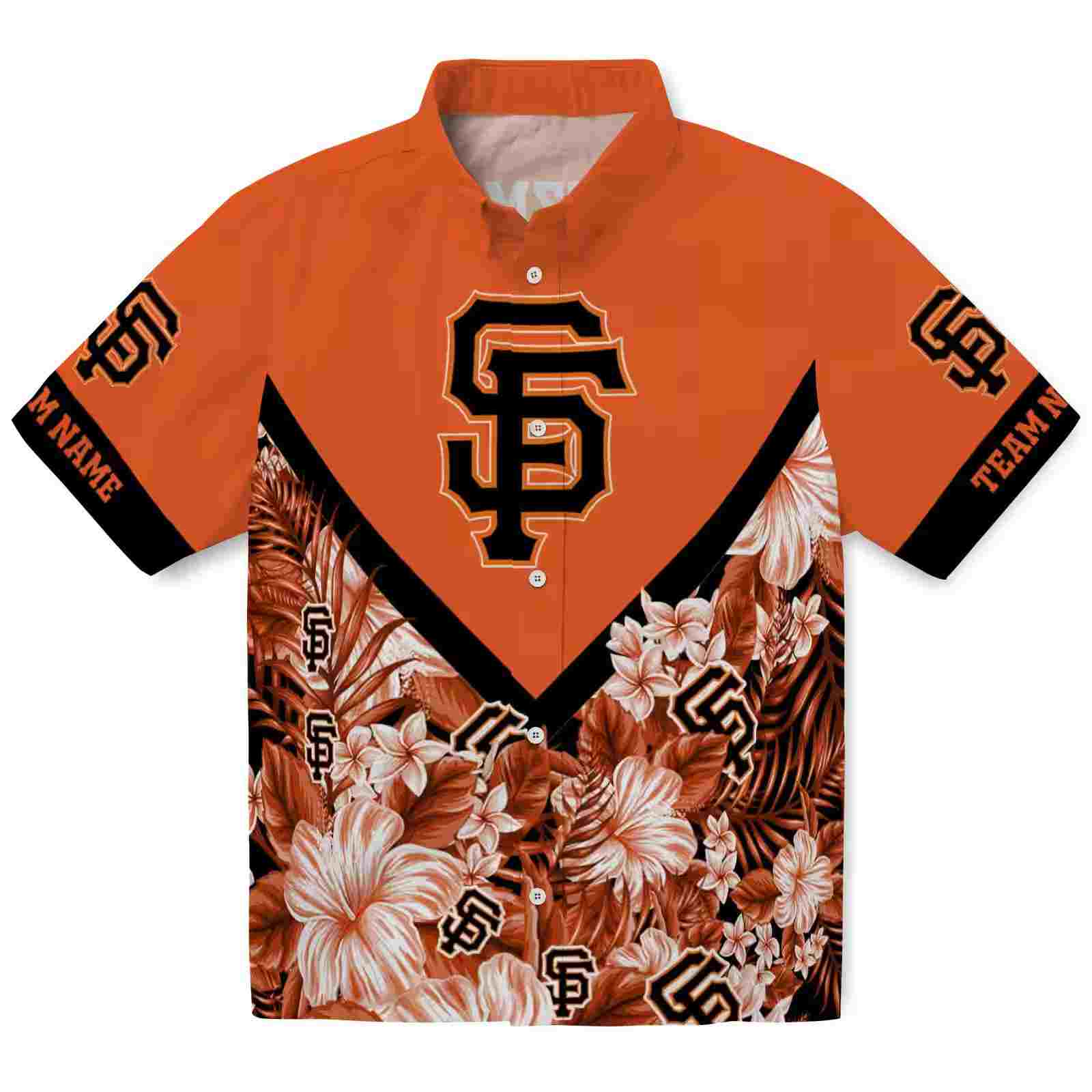 Customized San Francisco Giants Floral Chevron Orange Hawaiian Shirt