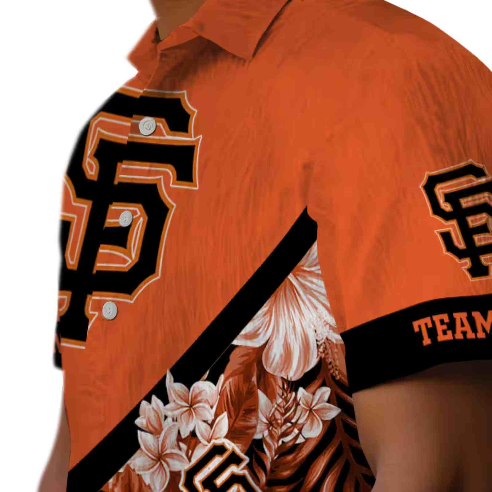 customized san francisco giants floral chevron orange hawaiian shirt trendy