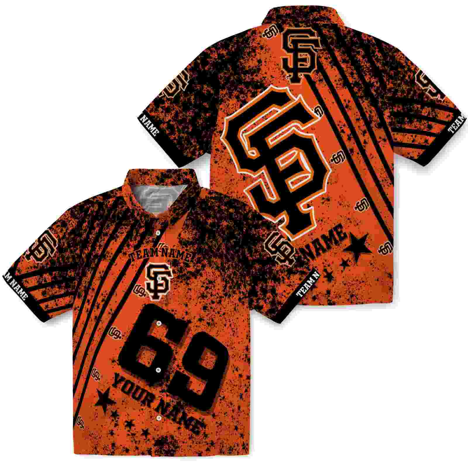 customized san francisco giants star stripes orange hawaiian shirt high quality