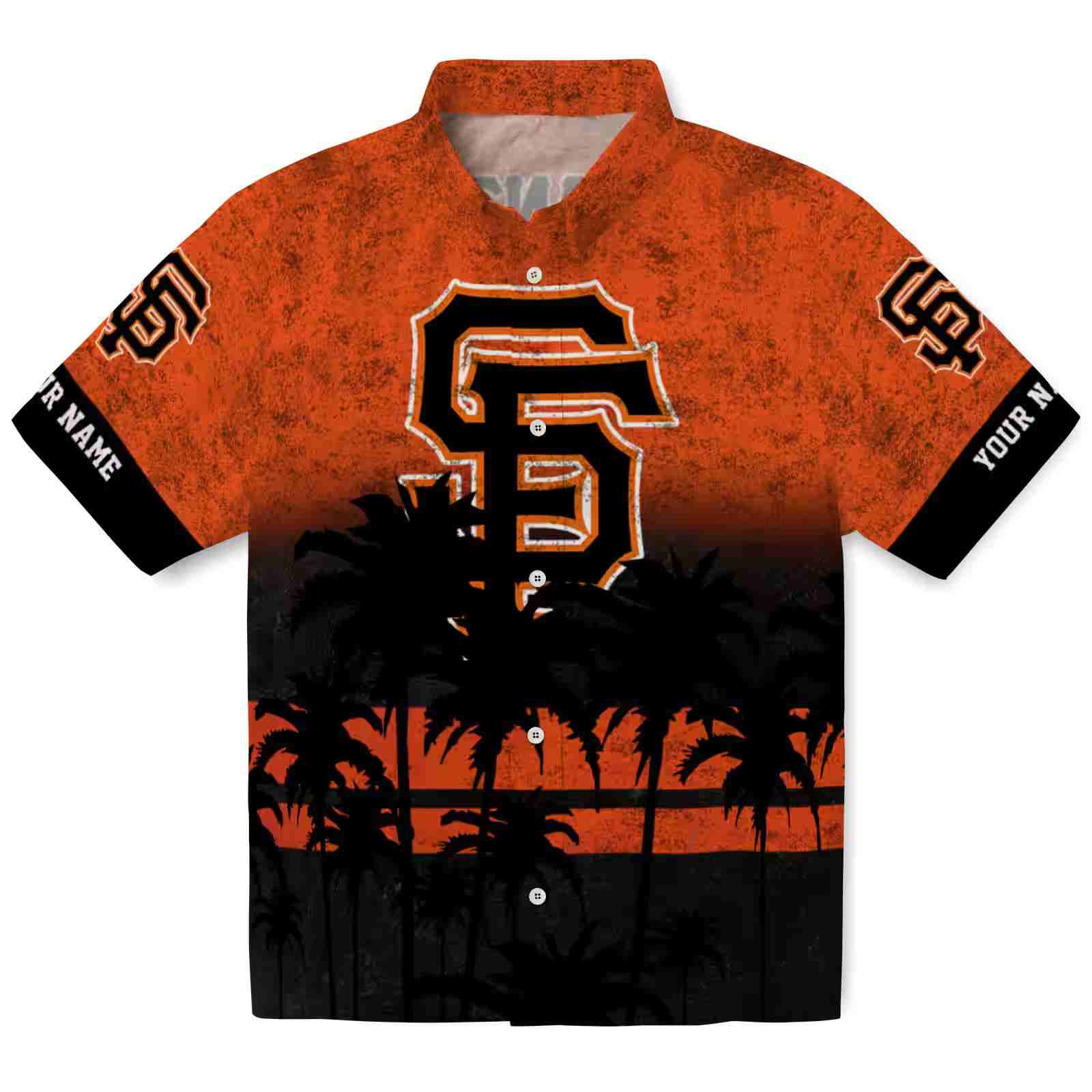 Customized San Francisco Giants Sunset Pattern Orange Black Hawaiian Shirt