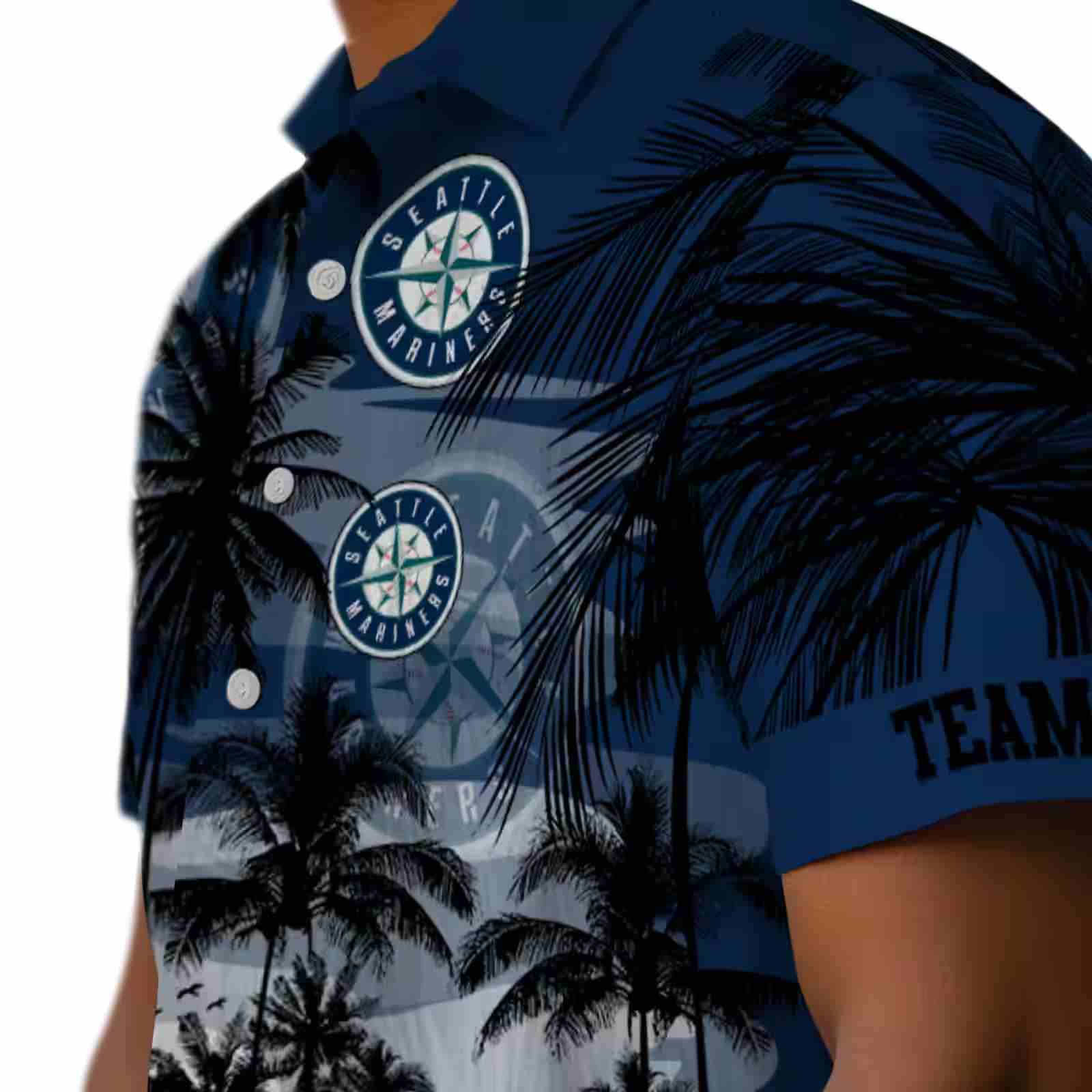 customized seattle mariners sunset scene navy blue black hawaiian shirt trendy