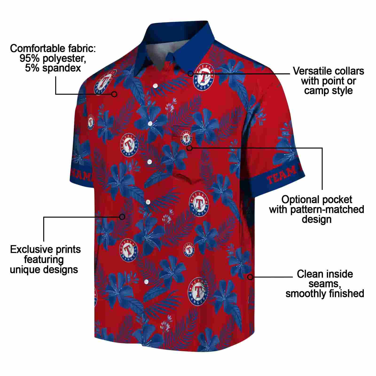 customized texas rangers botanical print red hawaiian shirt new arrival