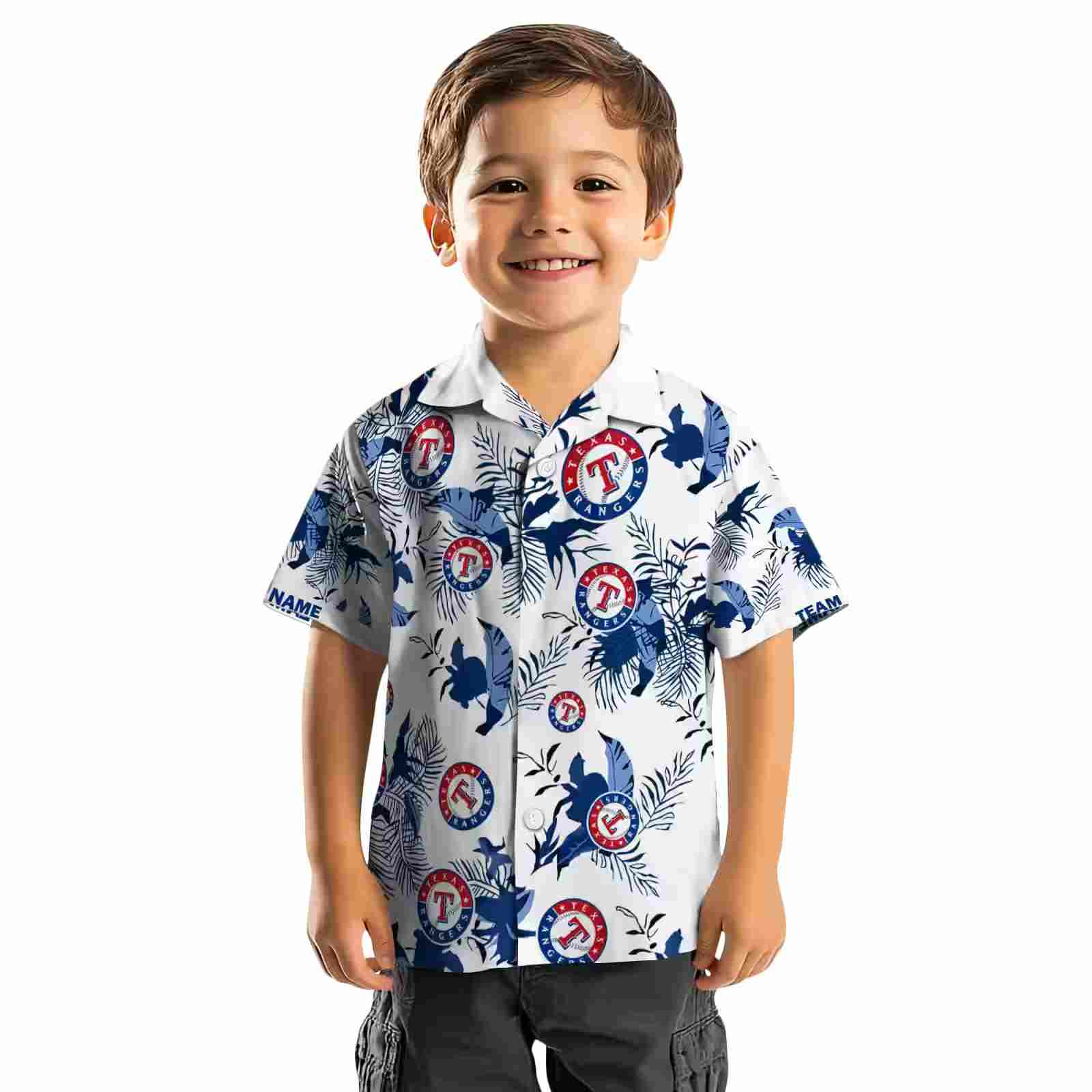 customized texas rangers botanical theme blue white hawaiian shirt top rated