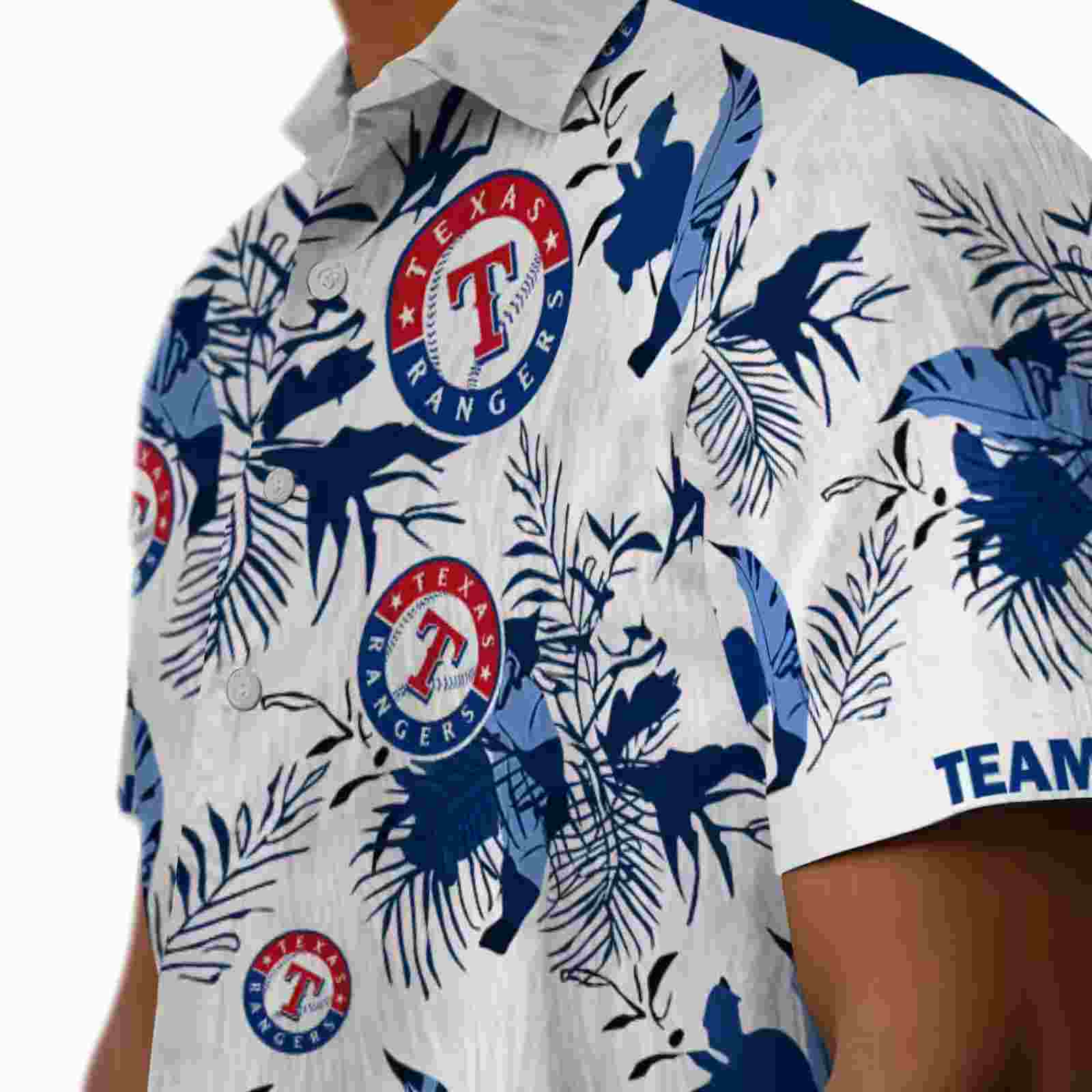 customized texas rangers botanical theme blue white hawaiian shirt trendy