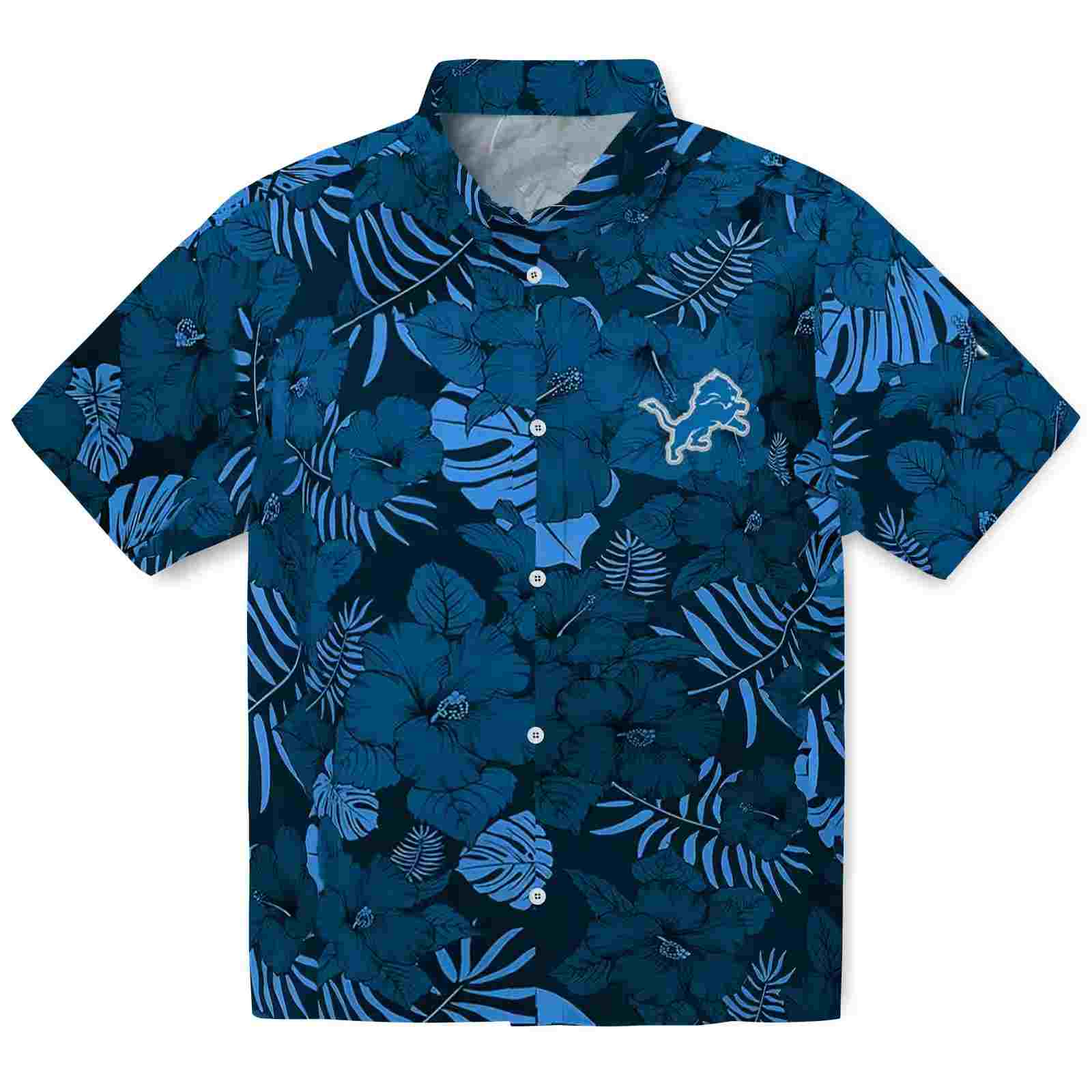 Detroit Lions Jungle Vibes Blue Hawaiian Shirt