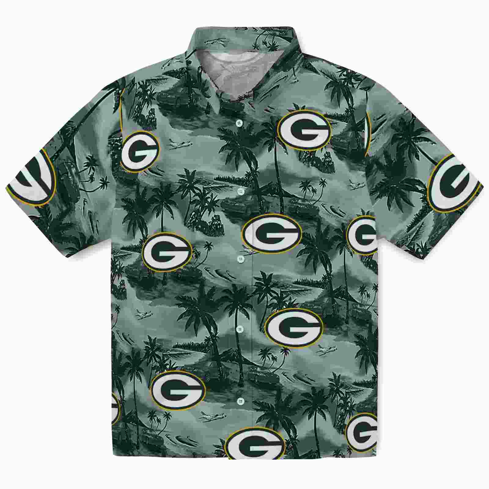 Green Bay Packers Coastal Palms Green Hawaiian Shirt