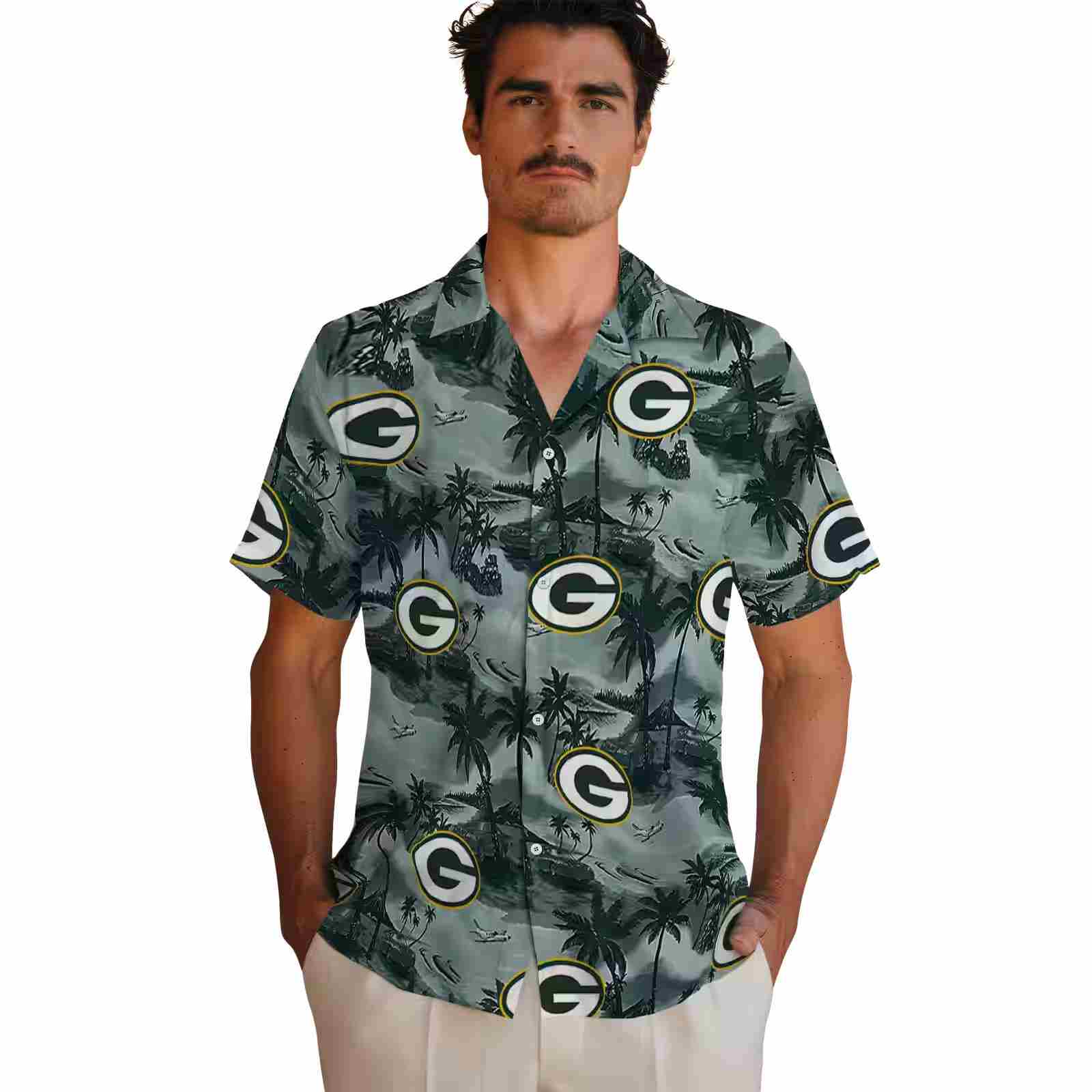 green bay packers coastal palms green hawaiian shirt fashion forward