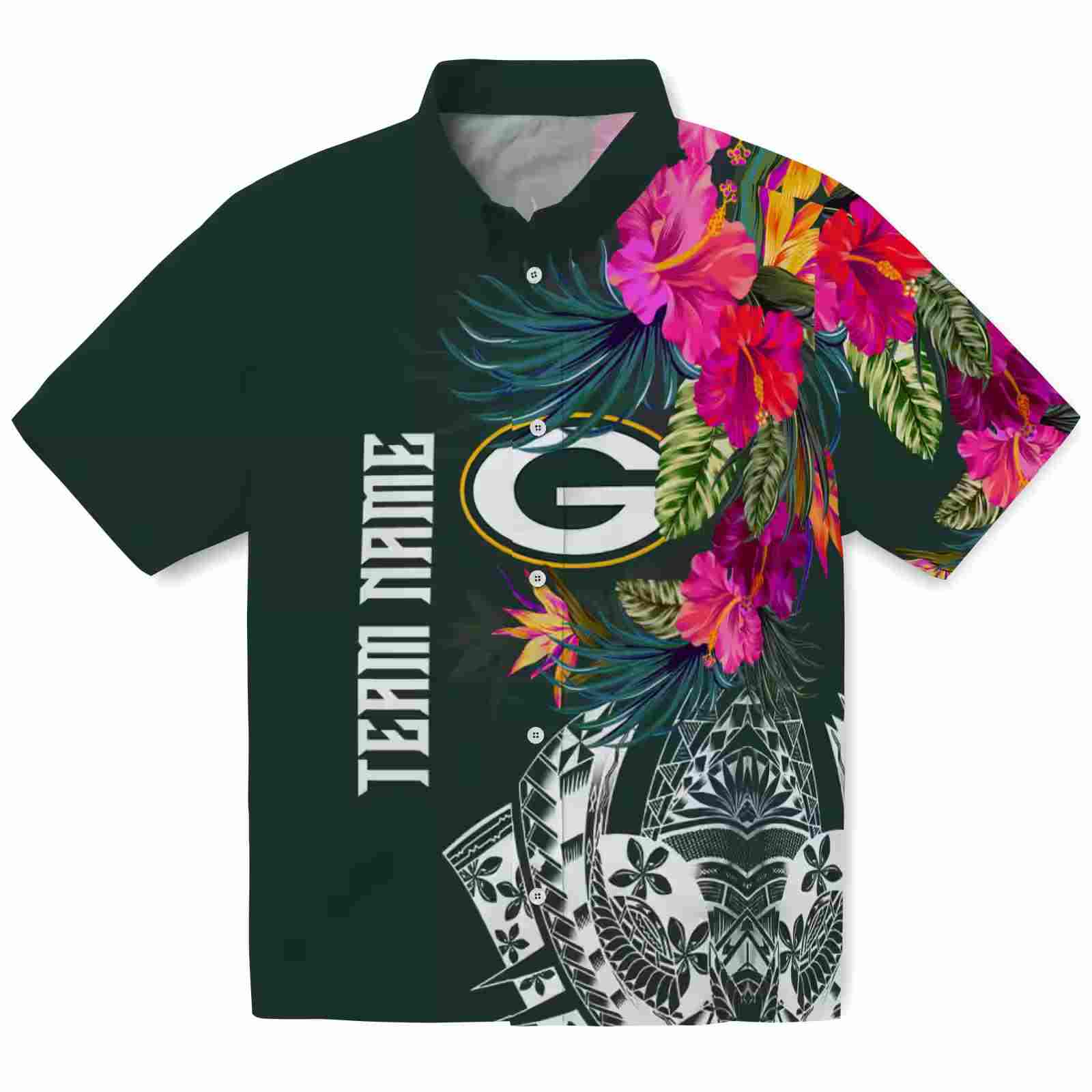 green bay packers floral polynesian green hawaiian shirt best selling