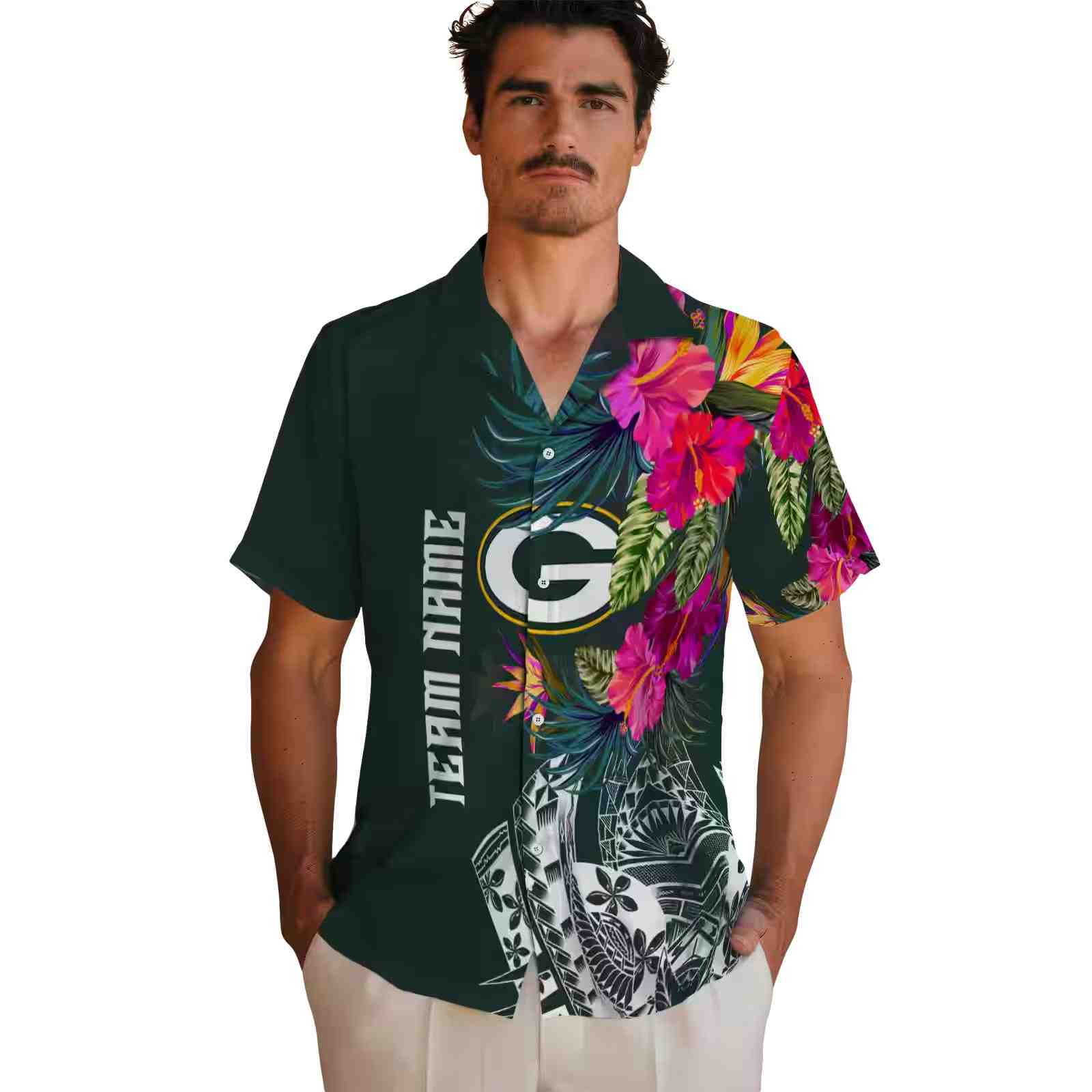 green bay packers floral polynesian green hawaiian shirt fashion forward