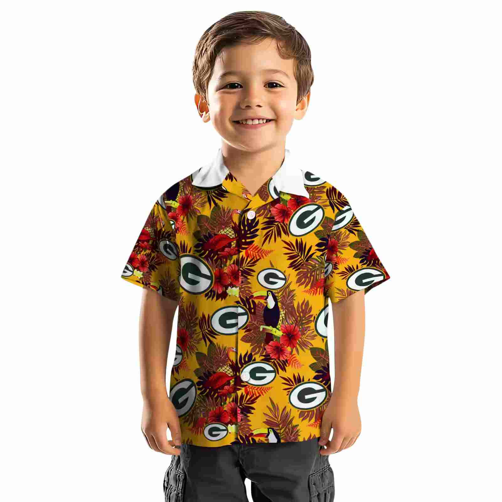 green bay packers floral toucan green red hawaiian shirt top rated