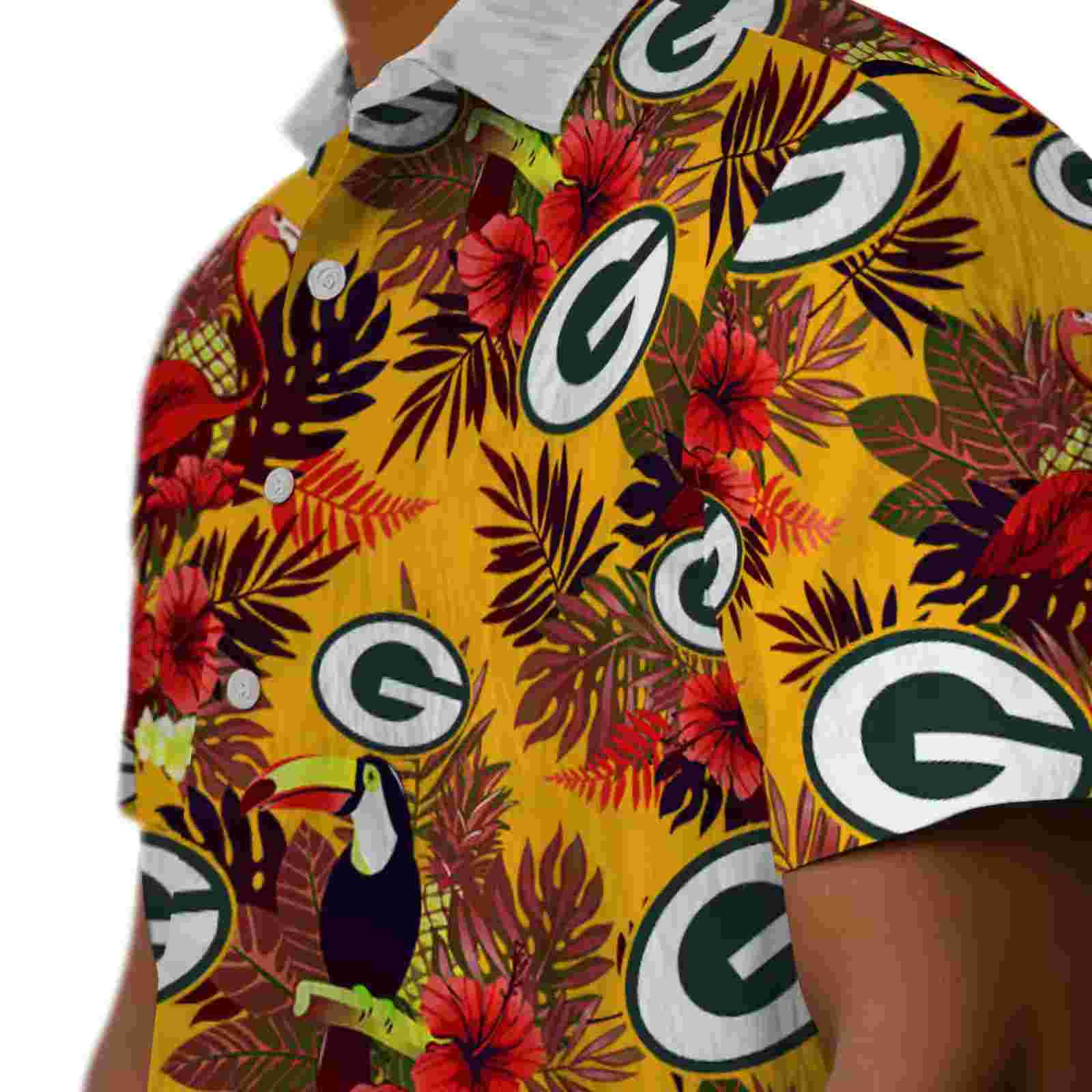 green bay packers floral toucan green red hawaiian shirt trendy