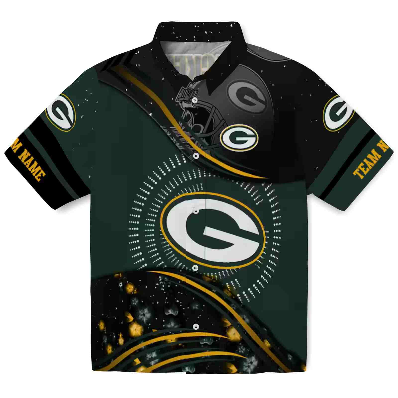 Green Bay Packers Football Wave Green Black Hawaiian Shirt