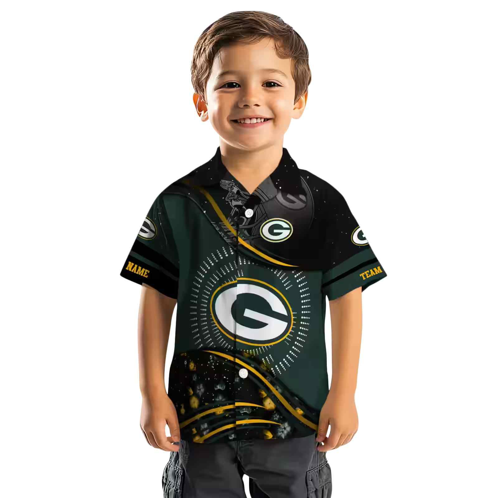 green bay packers football wave green black hawaiian shirt top rated