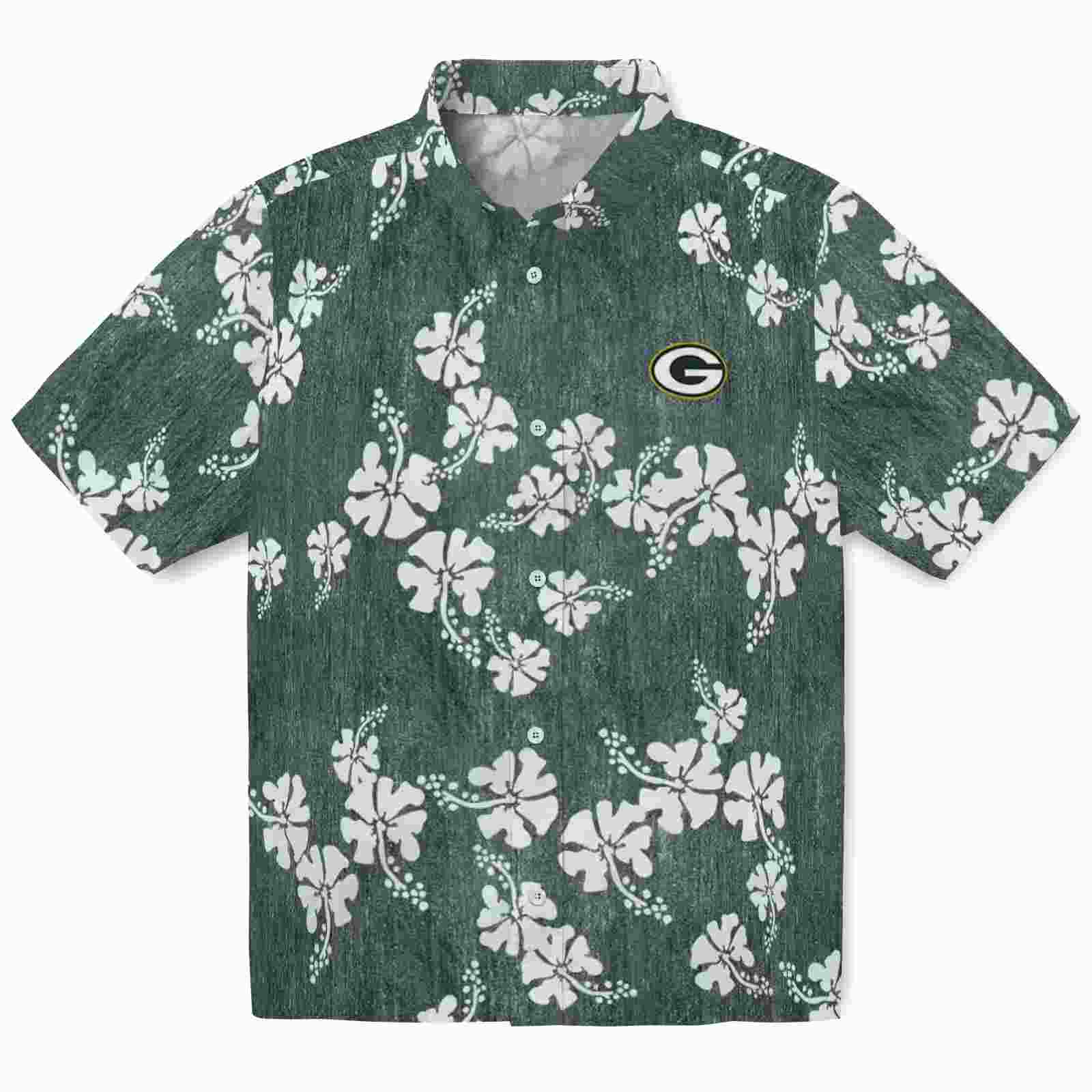 Green Bay Packers Hibiscus Clusters Green Hawaiian Shirt