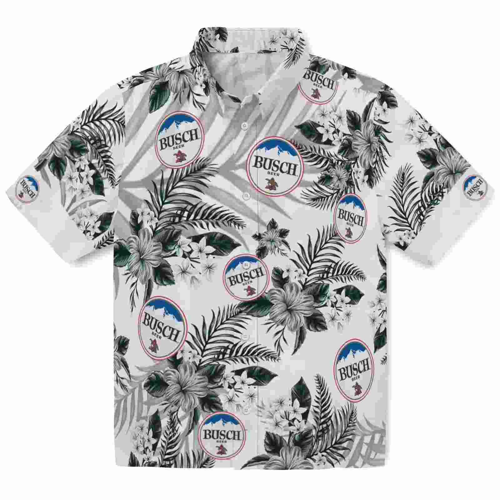 Green Bay Packers Hibiscus Palm Leaves Green White Hawaiian Shirt