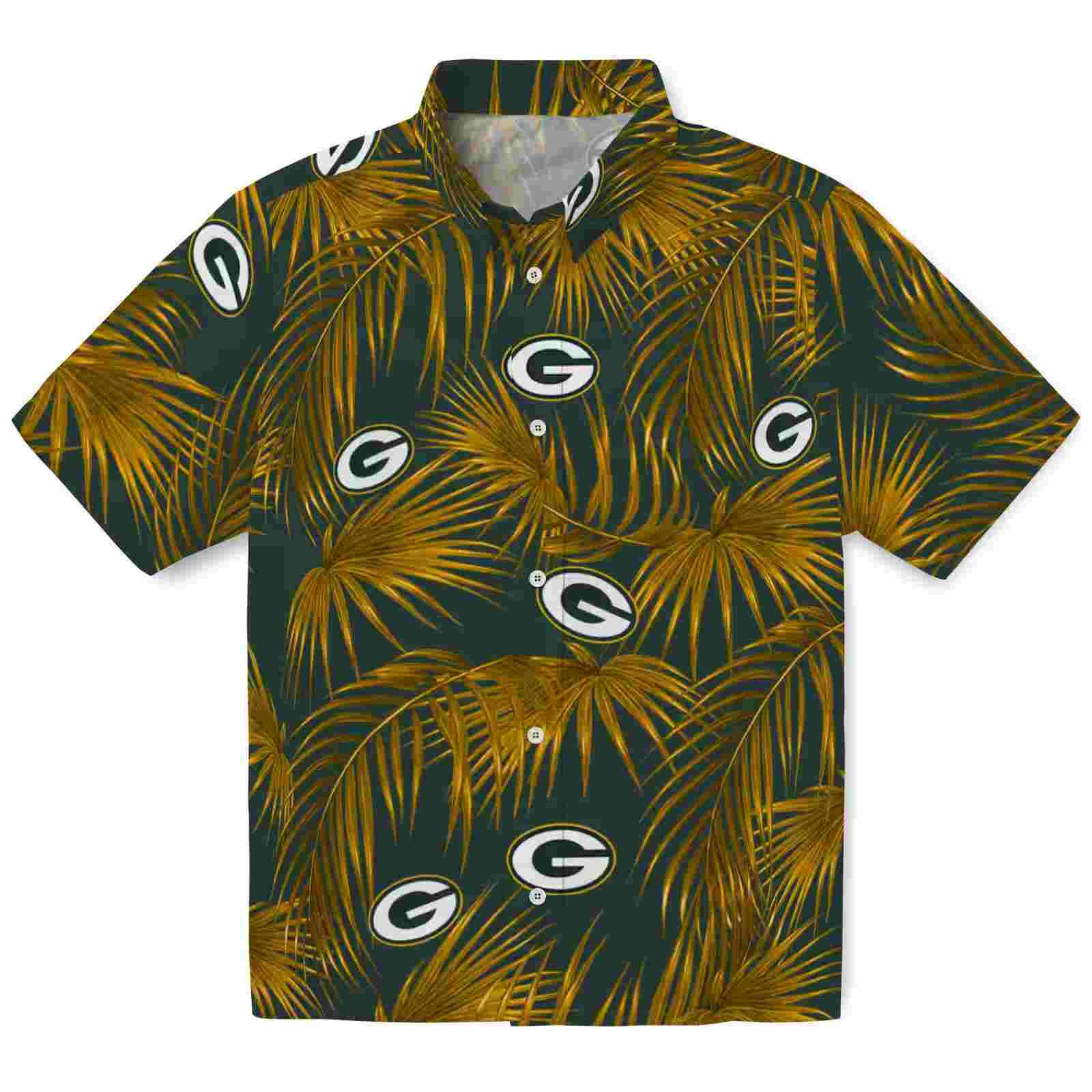 Green Bay Packers Leafy Palms Green Hawaiian Shirt