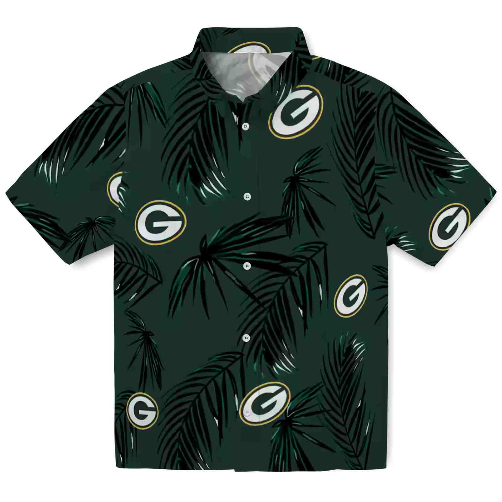 Green Bay Packers Palm Leaf Green Hawaiian Shirt