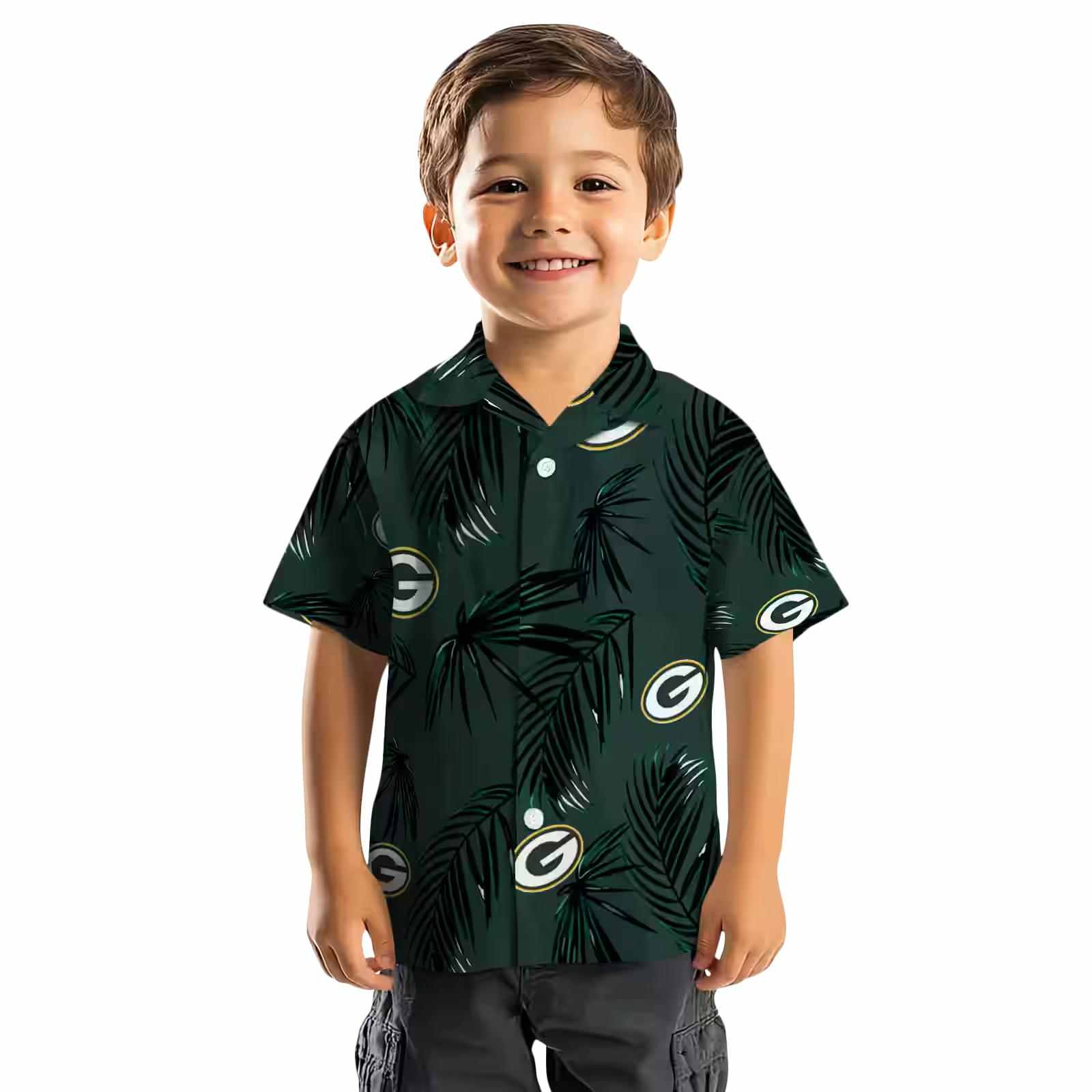 green bay packers palm leaf green hawaiian shirt top rated